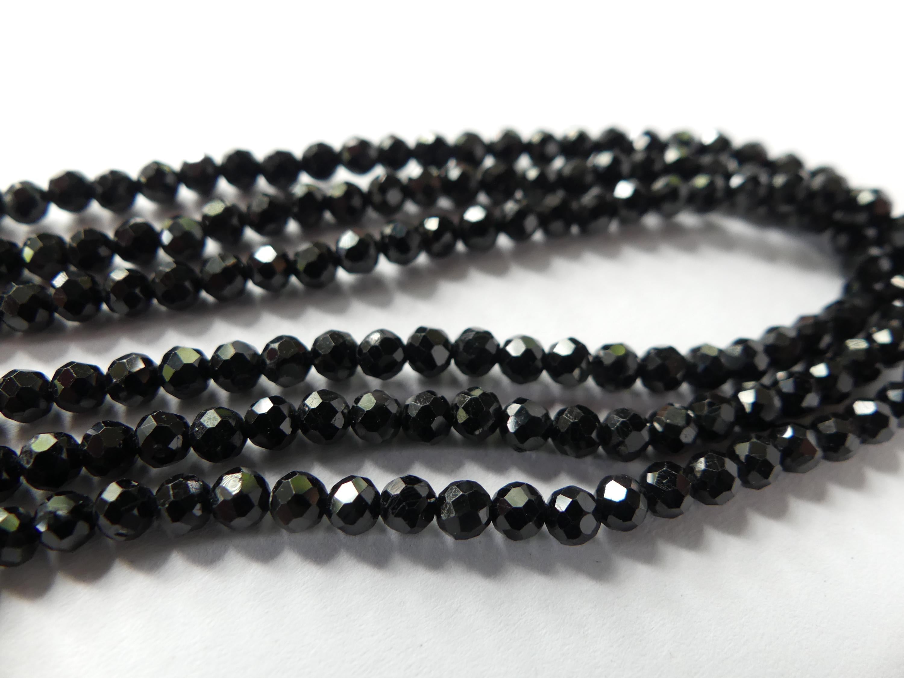 3mm Black Tourmaline Faceted Beads 15" Sparkly Black Stone Crystal Genuine Gemstone Beads for Jewelry Making Beading Craft Gift Beads