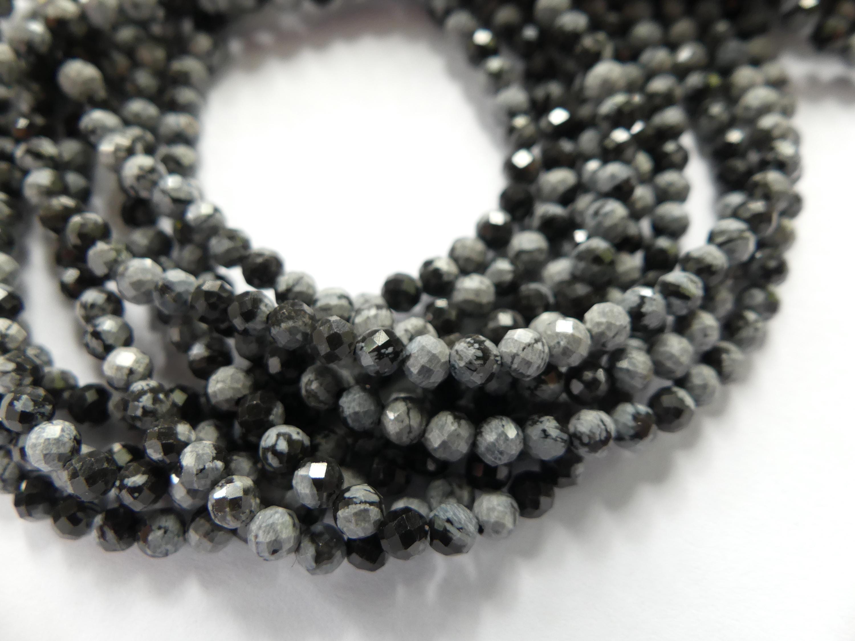 3mm Snowflake Obsidian Beads Faceted Black White Obsidian Genuine Beads 15" Gemstone Beads Beading Crafter Gift DIY Jewelry Making