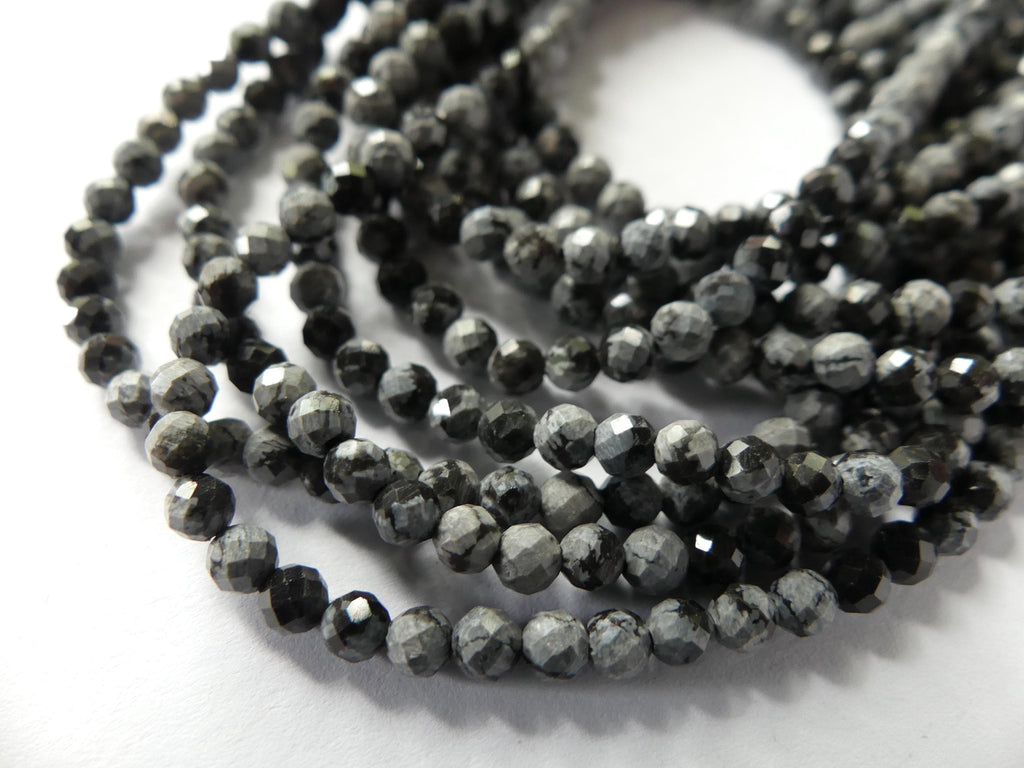 3mm Snowflake Obsidian Beads Faceted Black White Obsidian Genuine Beads 15" Gemstone Beads Beading Crafter Gift DIY Jewelry Making