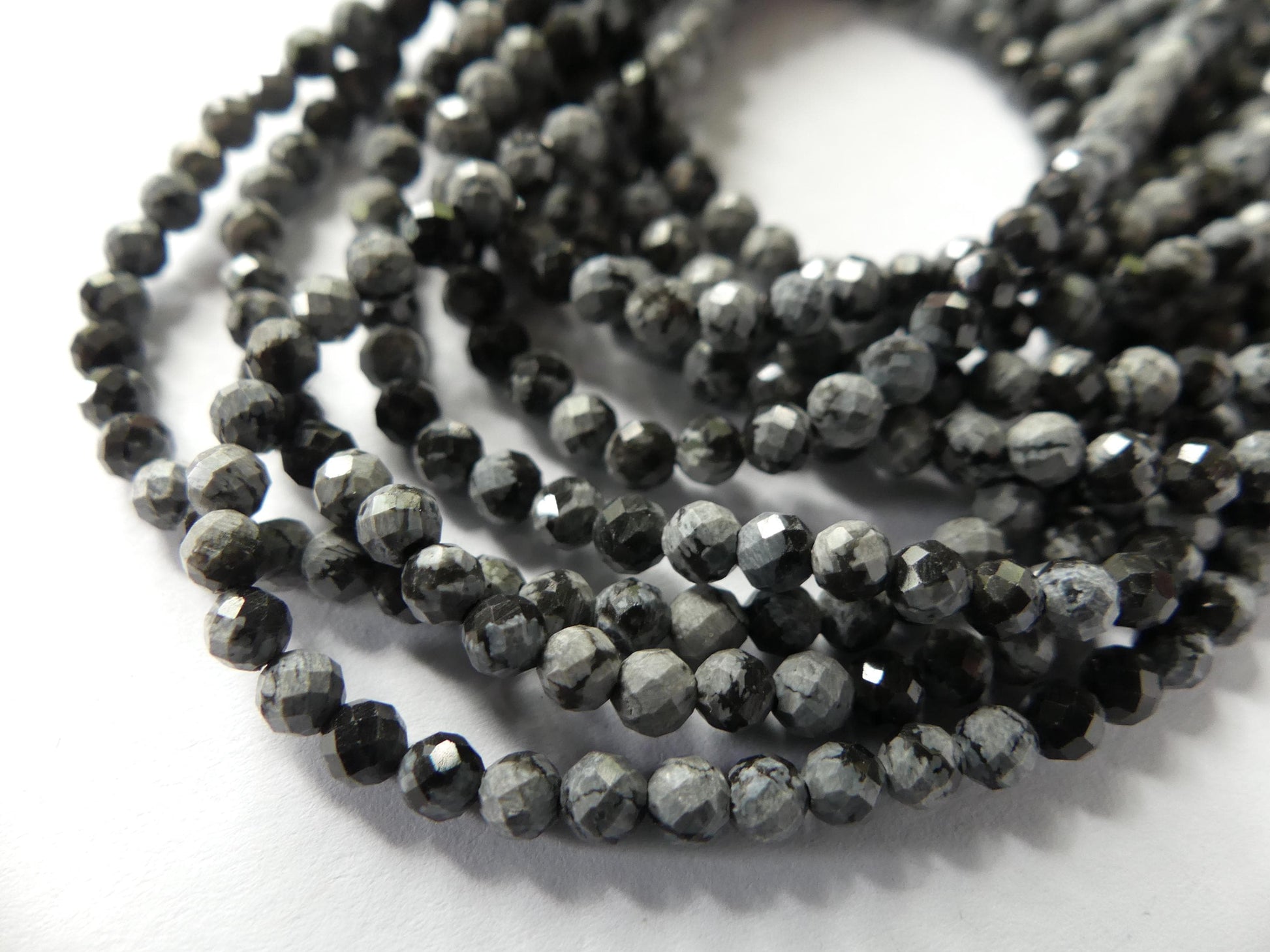 3mm Snowflake Obsidian Beads Faceted Black White Obsidian Genuine Beads 15" Gemstone Beads Beading Crafter Gift DIY Jewelry Making