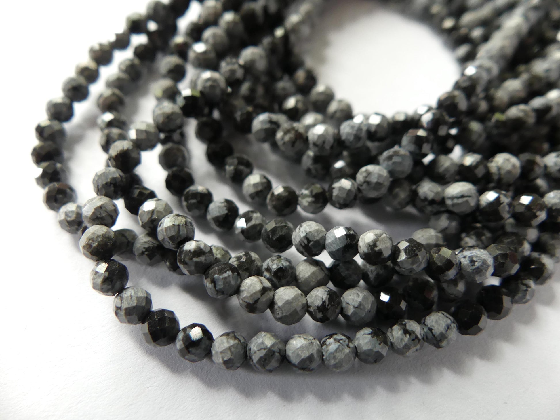 3mm Snowflake Obsidian Beads Faceted Black White Obsidian Genuine Beads 15" Gemstone Beads Beading Crafter Gift DIY Jewelry Making