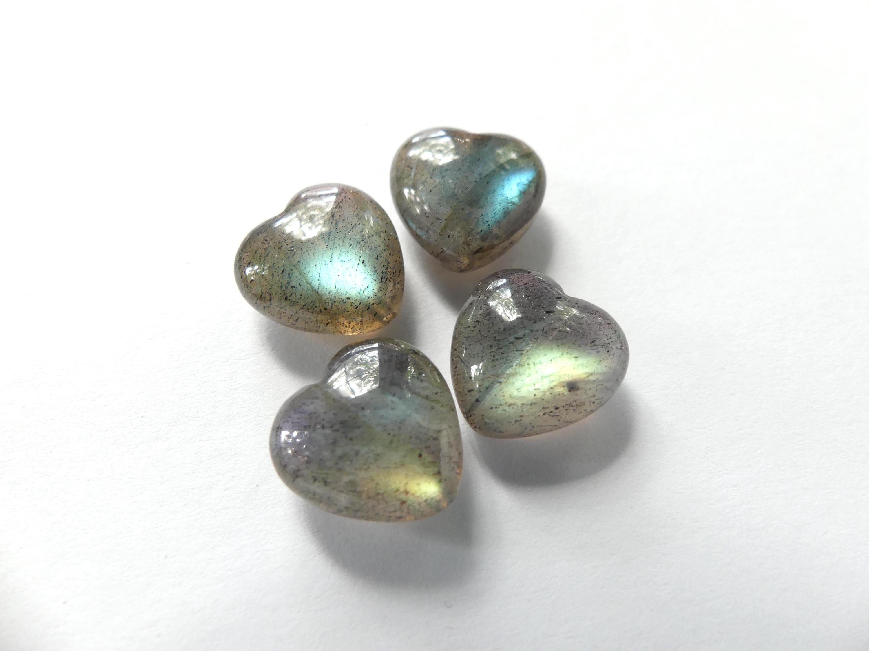 12mm AAA Madagascar Labradorite Heart Beads 4 pieces Smooth Hearts Gemstone Beads Jewelry Making Earrings Craft Gift Beads Blue Flash
