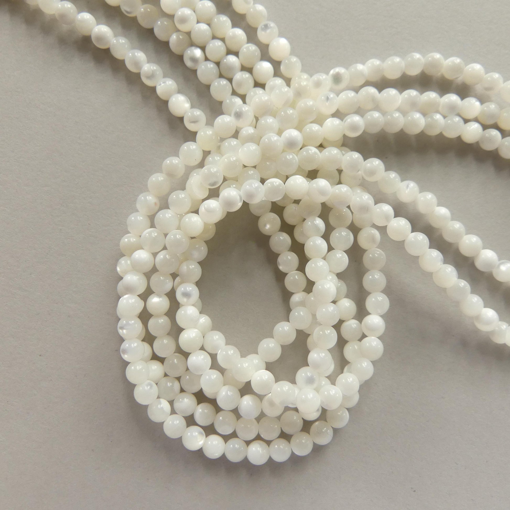 3.5mm Natural Mother of Pearl Beads Smooth MOP Genuine Shell Beads 15" Gemstone Jewelry Making Gift for crafter