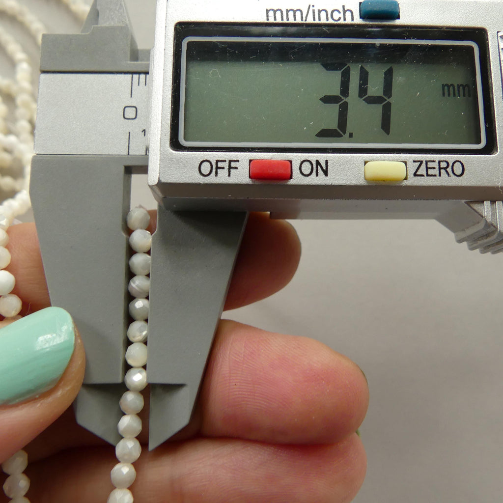 3.5mm Natural Mother of Pearl Beads Faceted MOP Genuine Shell Beads 15" Gemstone Jewelry Making Gift for crafter