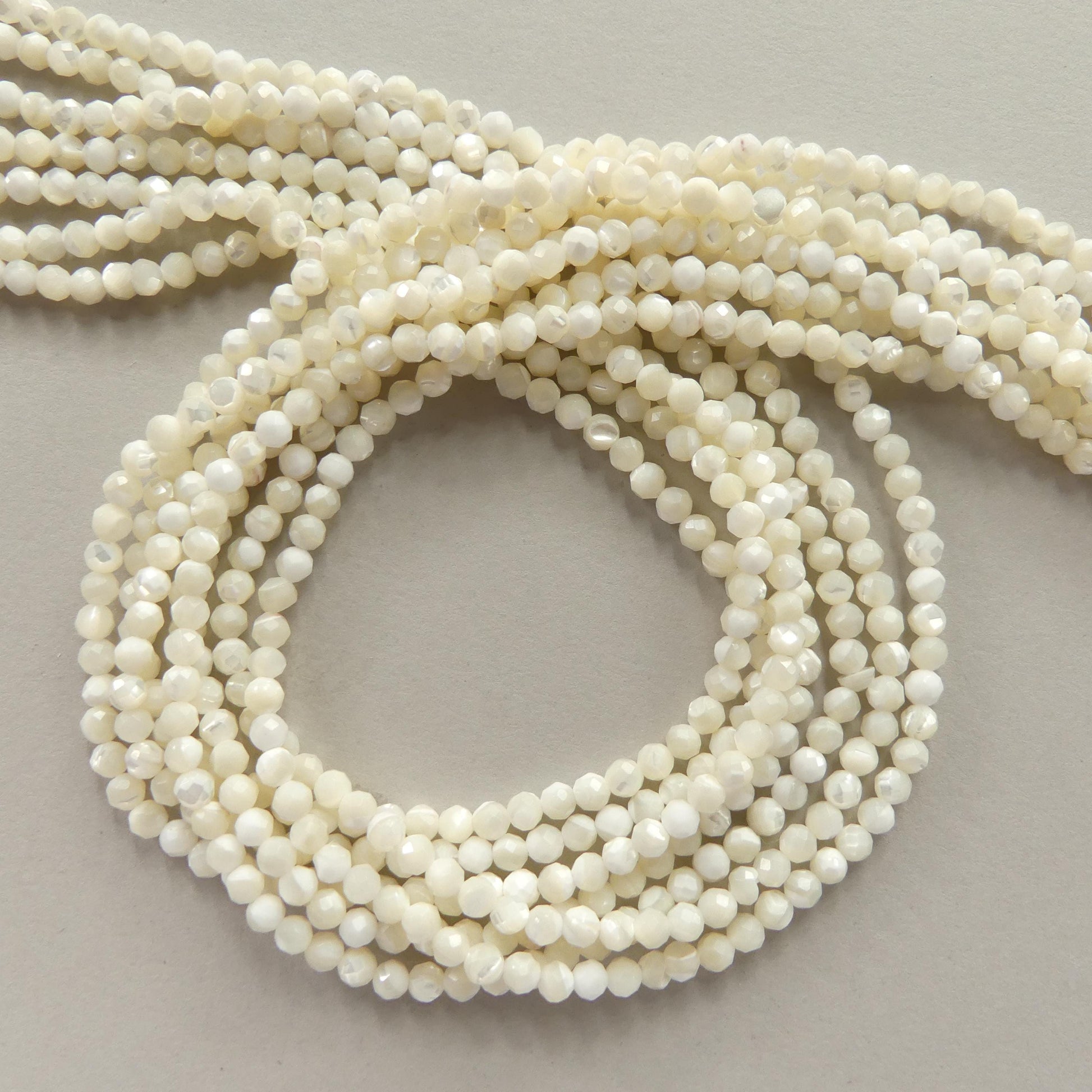 3.5mm Natural Mother of Pearl Beads Faceted MOP Genuine Shell Beads 15" Gemstone Jewelry Making Gift for crafter