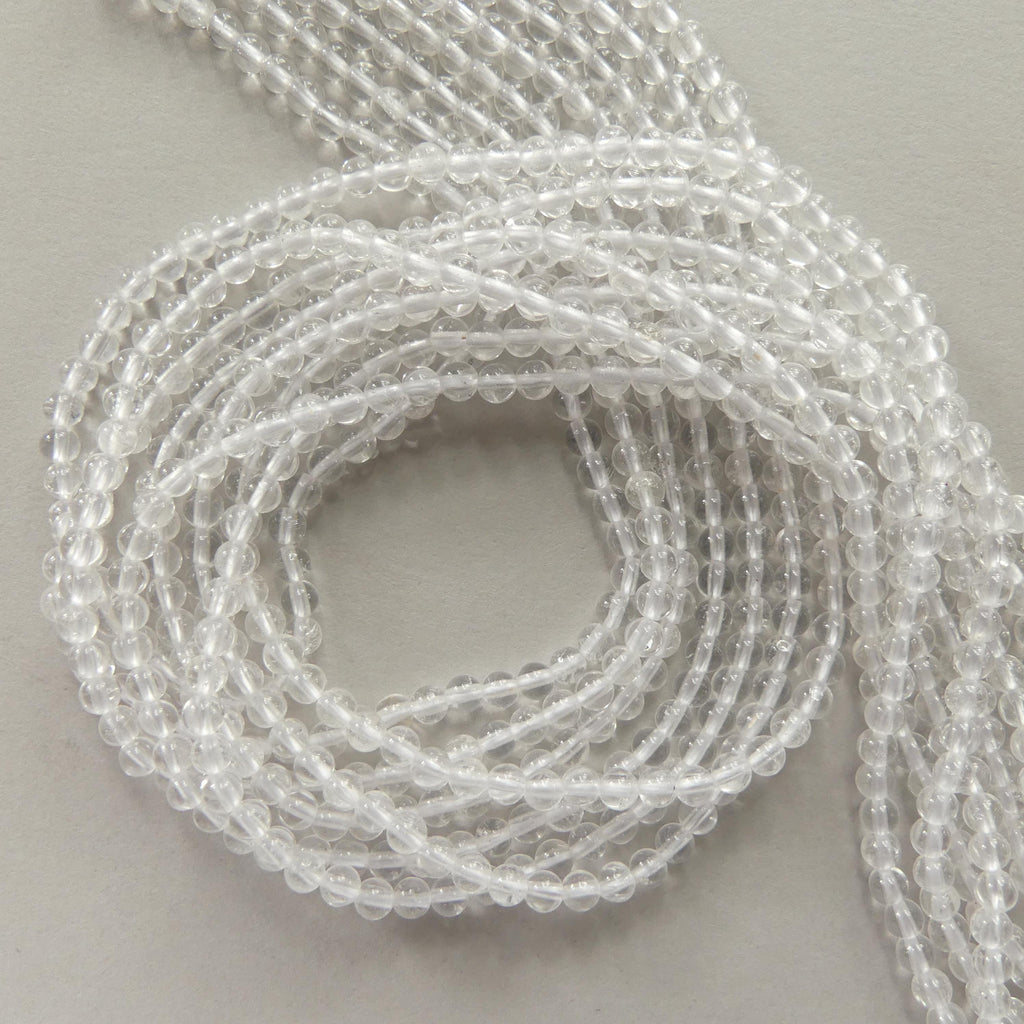 3mm AAA Rock Quartz Beads Smooth 15" Clear Crystal Quartz Smooth Genuine Gemstone Beads Jewelry Making Beading Craft Gift April Birthstone
