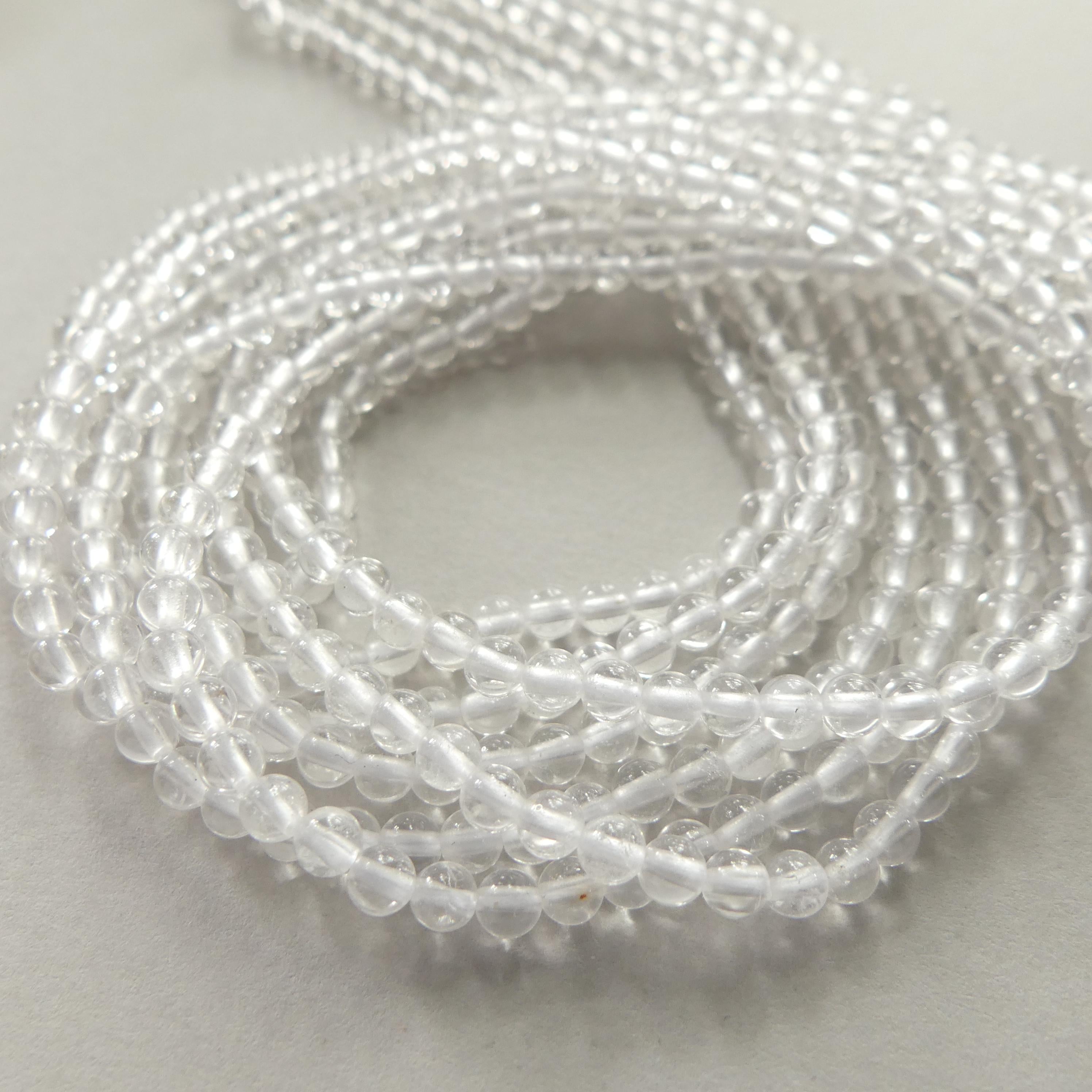 3mm AAA Rock Quartz Beads Smooth 15" Clear Crystal Quartz Smooth Genuine Gemstone Beads Jewelry Making Beading Craft Gift April Birthstone