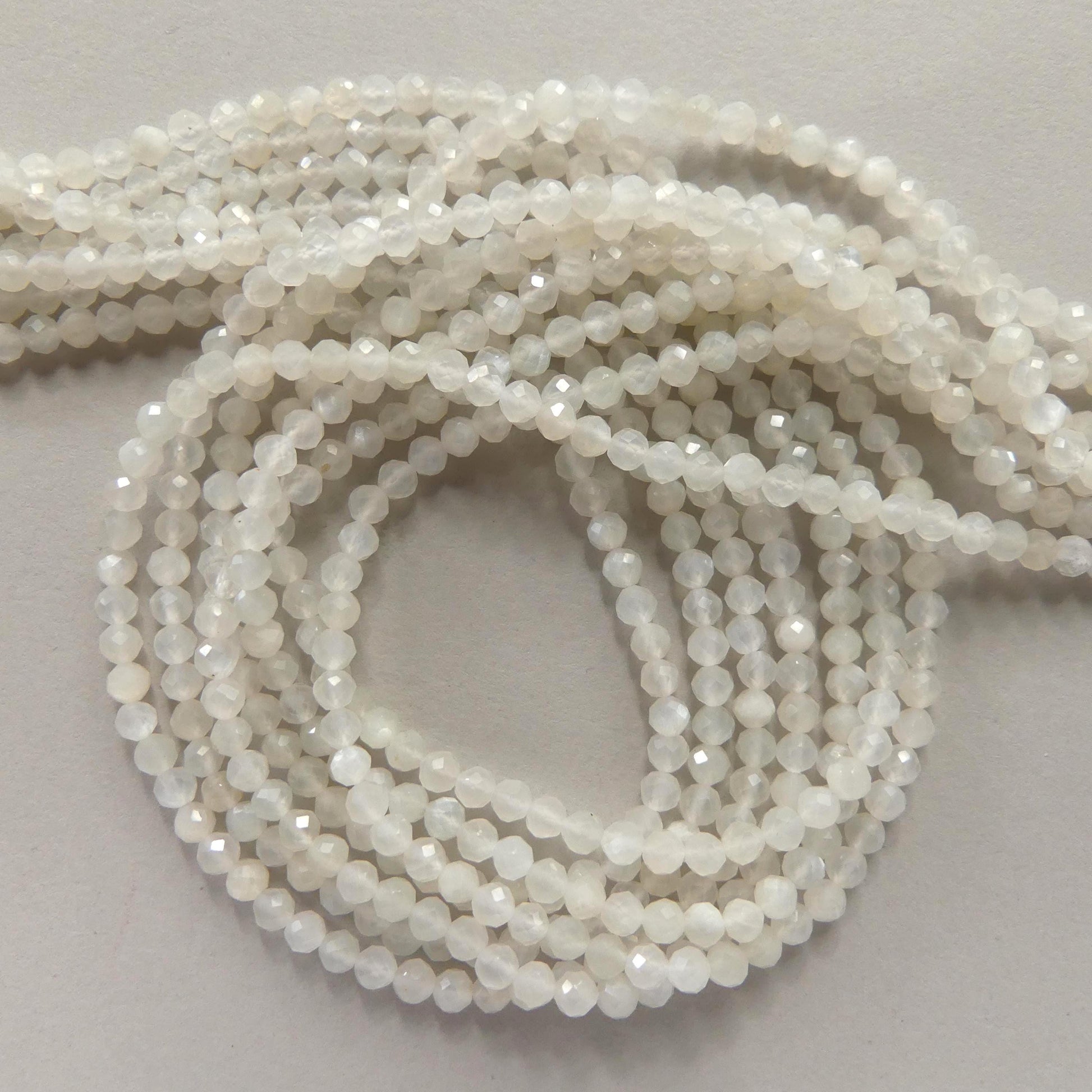 3mm AAA White Moonstone Faceted Beads 15" Gemstone Beads Beading Crafter Gift June Birthstone DIY Jewelry Seed Beads