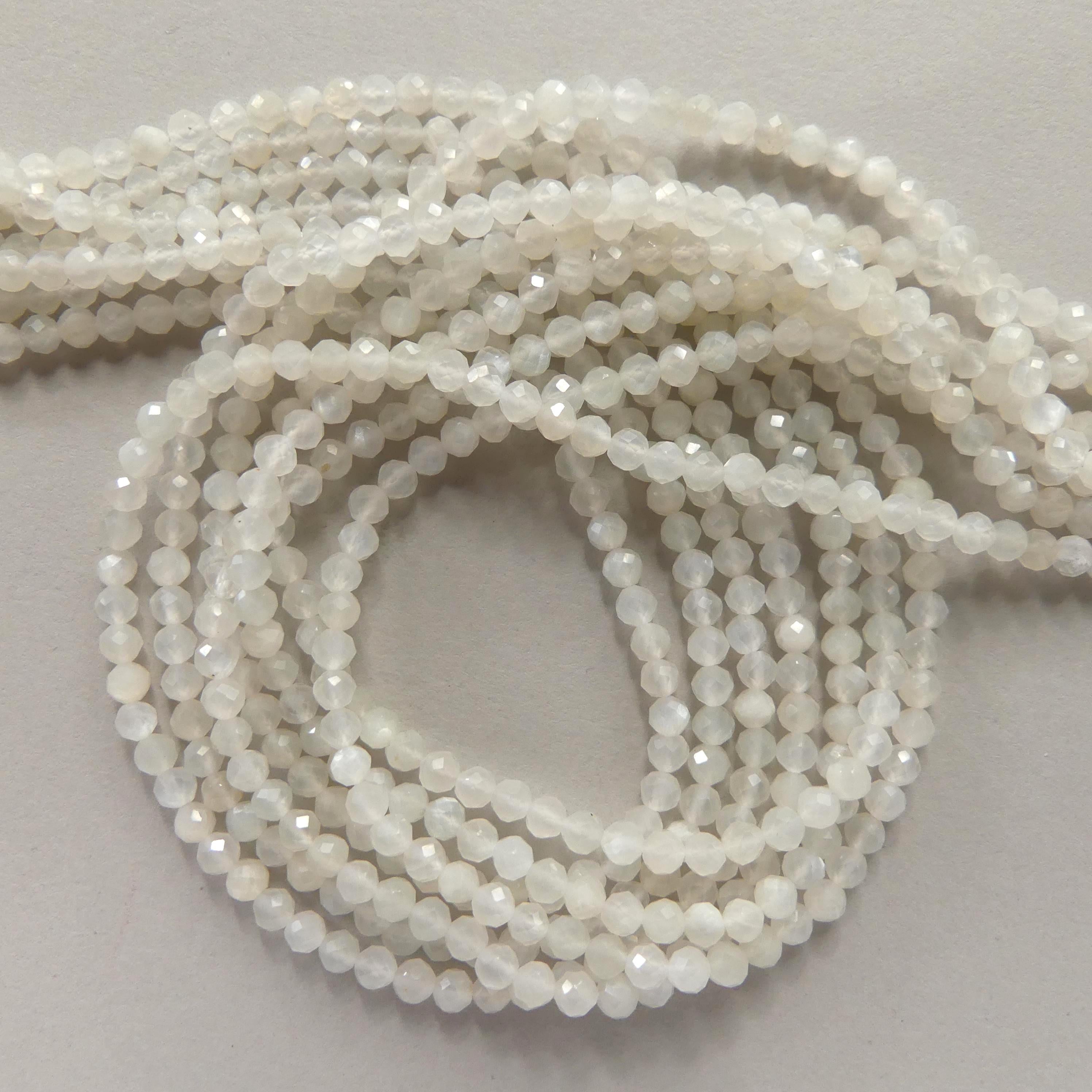 3mm AAA White Moonstone Faceted Beads 15" Gemstone Beads Beading Crafter Gift June Birthstone DIY Jewelry Seed Beads