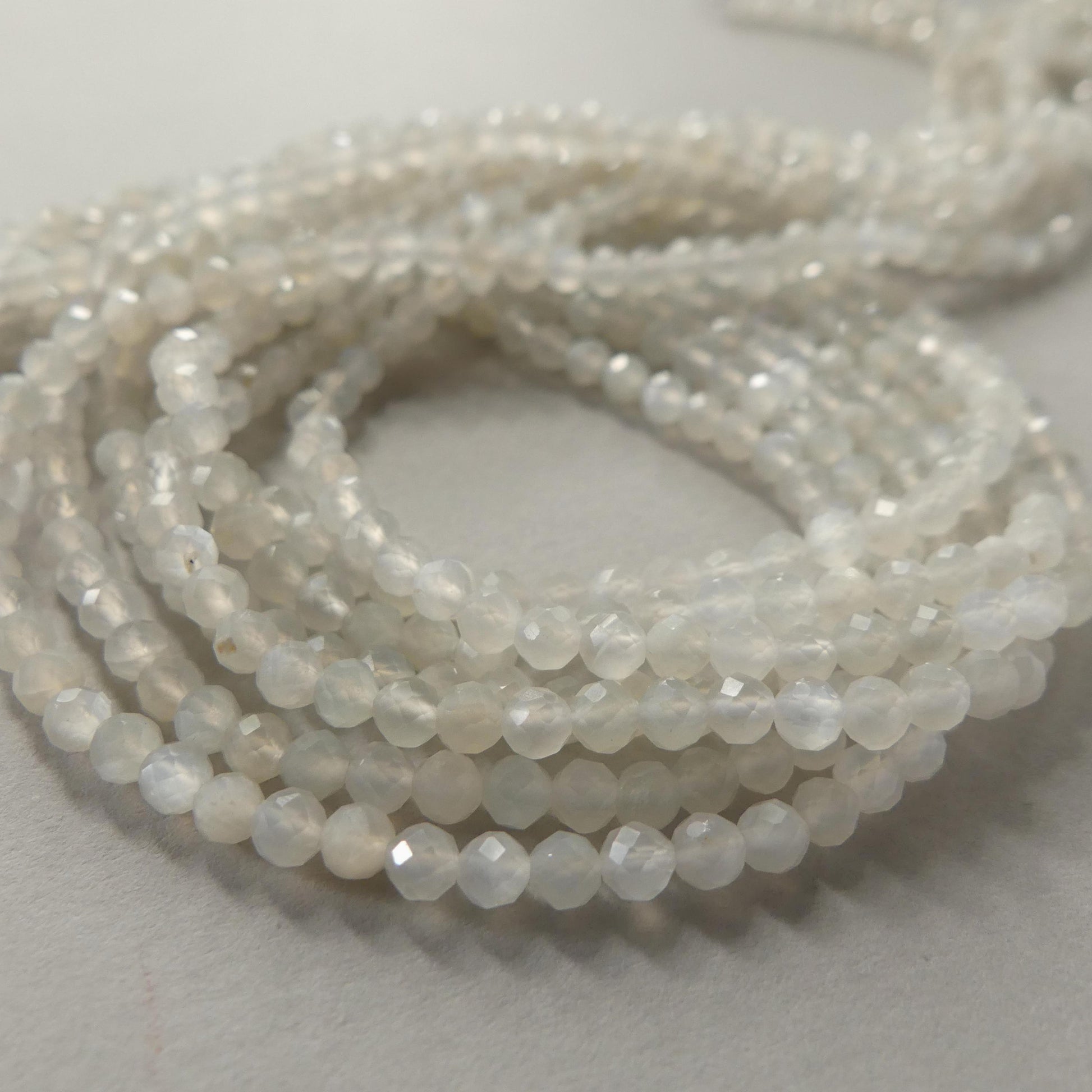 3mm AAA White Moonstone Faceted Beads 15" Gemstone Beads Beading Crafter Gift June Birthstone DIY Jewelry Seed Beads