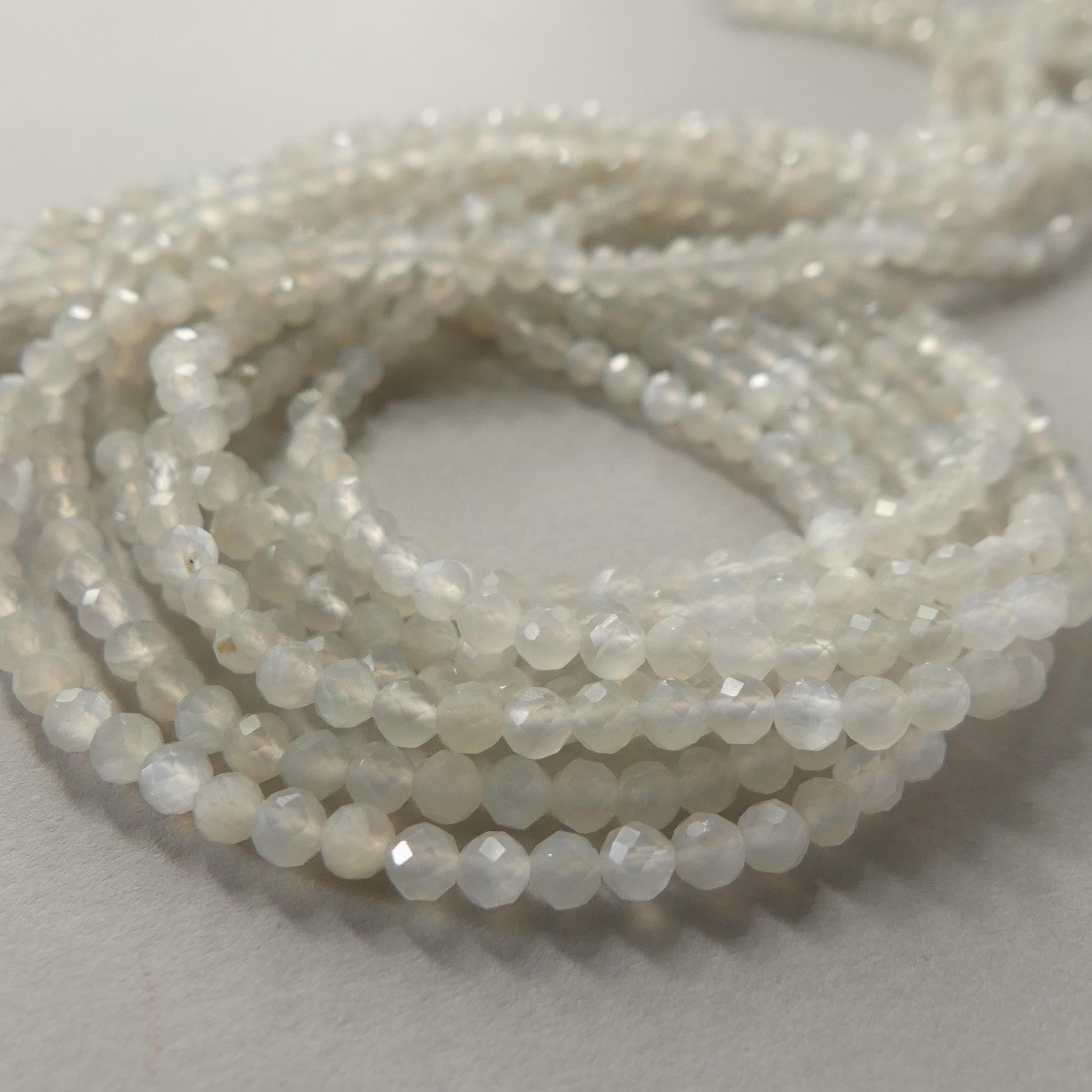 3mm AAA White Moonstone Faceted Beads 15" Gemstone Beads Beading Crafter Gift June Birthstone DIY Jewelry Seed Beads