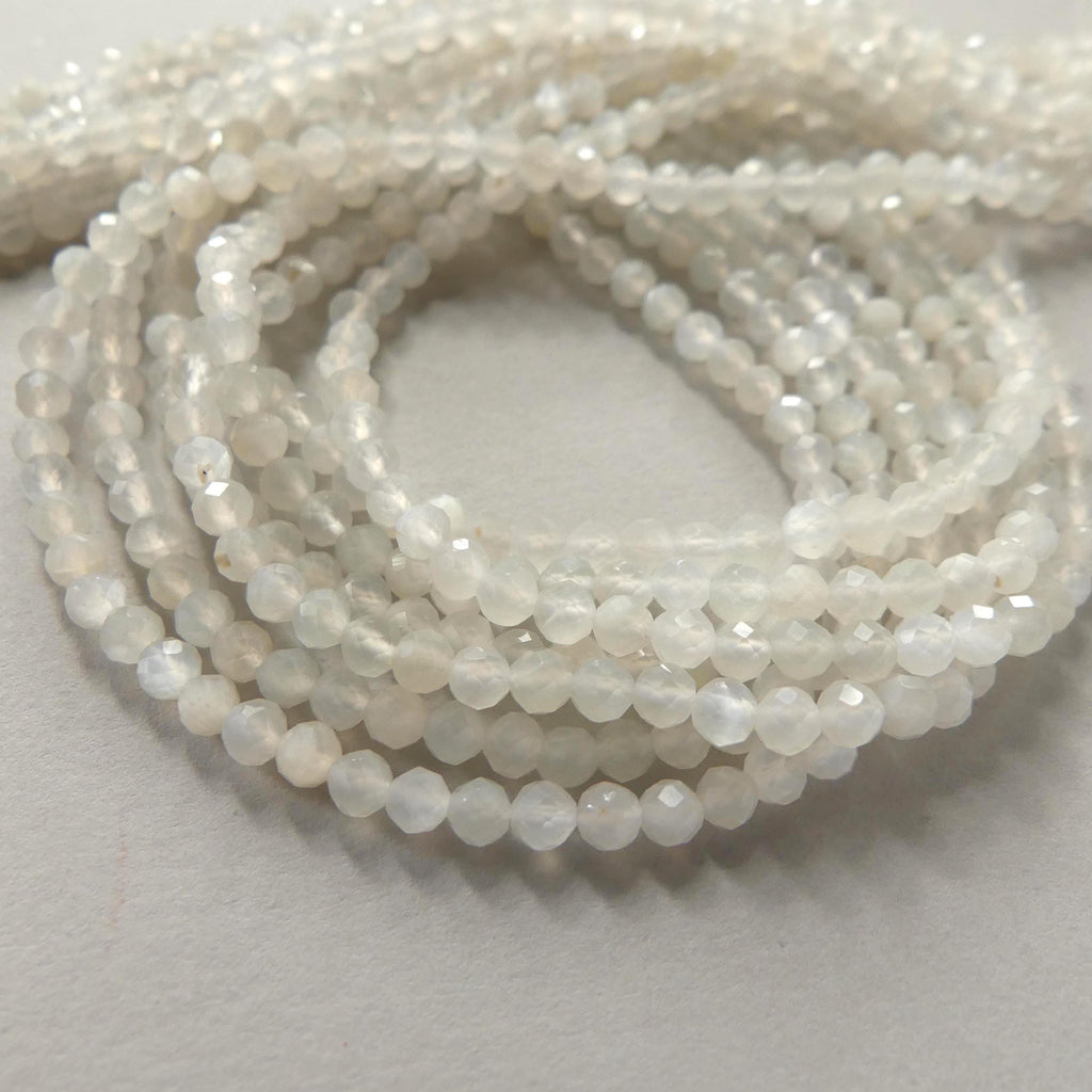 3mm AAA White Moonstone Faceted Beads 15" Gemstone Beads Beading Crafter Gift June Birthstone DIY Jewelry Seed Beads