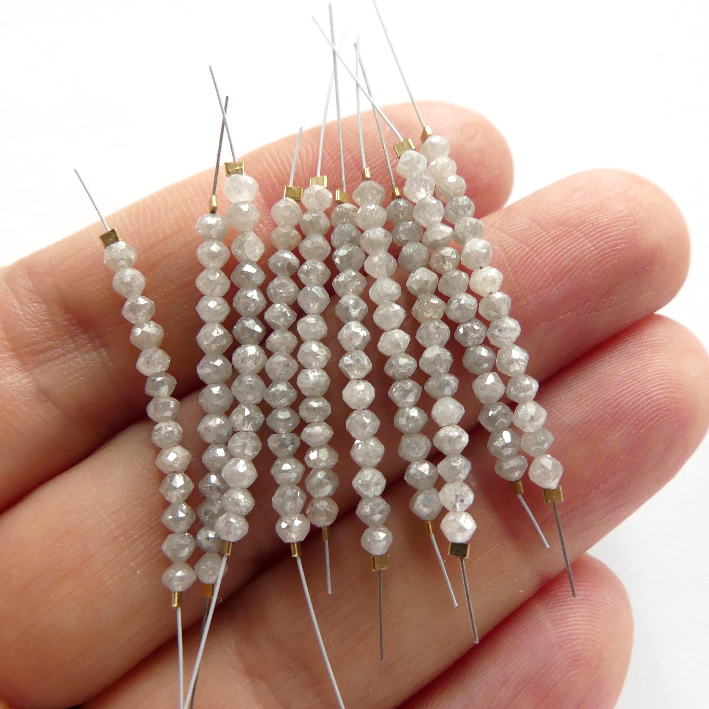 2.5mm Natural White Diamond Beads Faceted 1" AAA Genuine Raw Diamond Rough Gemstone Beads Jewelry Making Beading Craft Gift April Birthstone