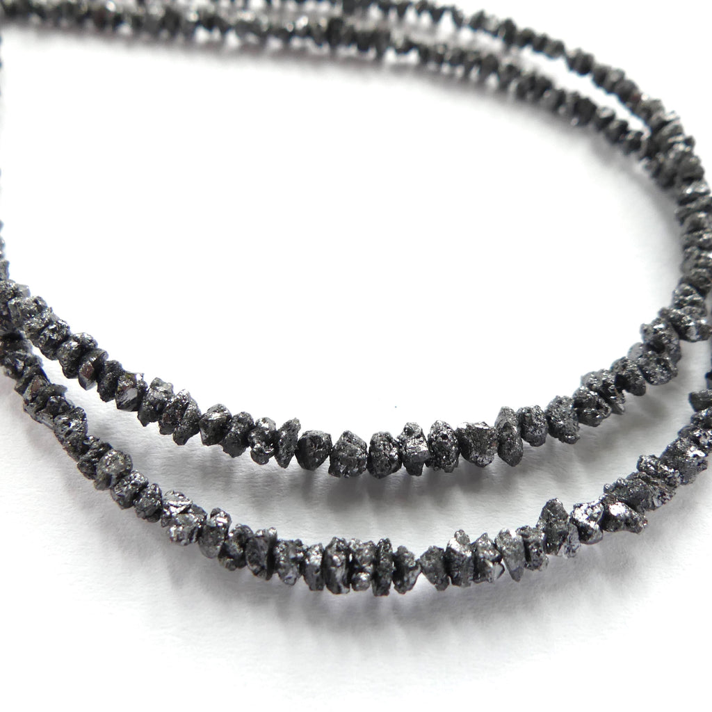 2mm-3.5mm Natural Black Diamond Beads 8" Genuine Raw Diamond Rough Gemstone Nuggets Jewelry Making Beading Craft Gift April Birthstone