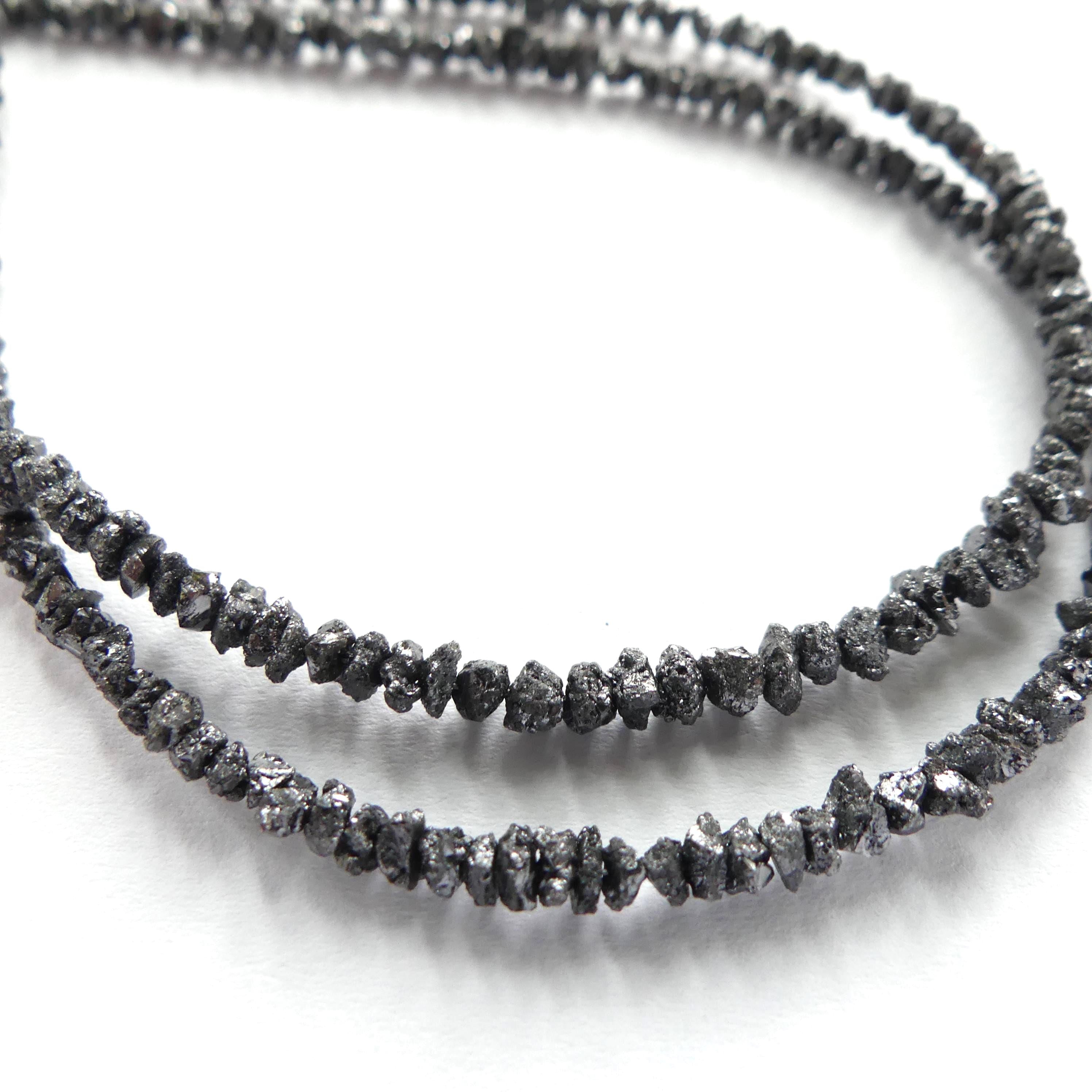 2mm-3.5mm Natural Black Diamond Beads 8" Genuine Raw Diamond Rough Gemstone Nuggets Jewelry Making Beading Craft Gift April Birthstone