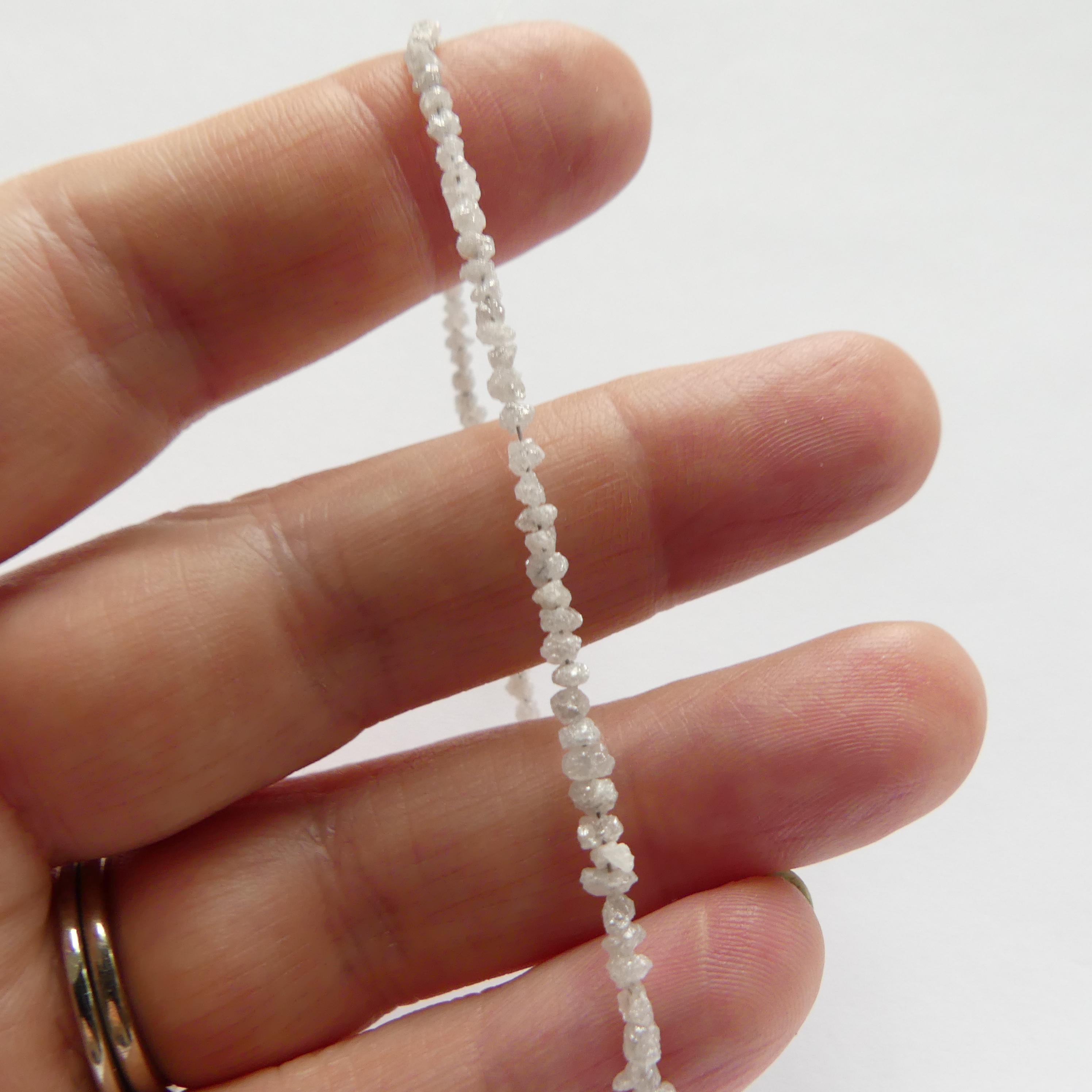2mm-3.5mm Natural White Diamond Beads 6.5" Genuine Raw Diamond Rough Gemstone Nuggets Jewelry Making Beading Craft Gift April Birthstone