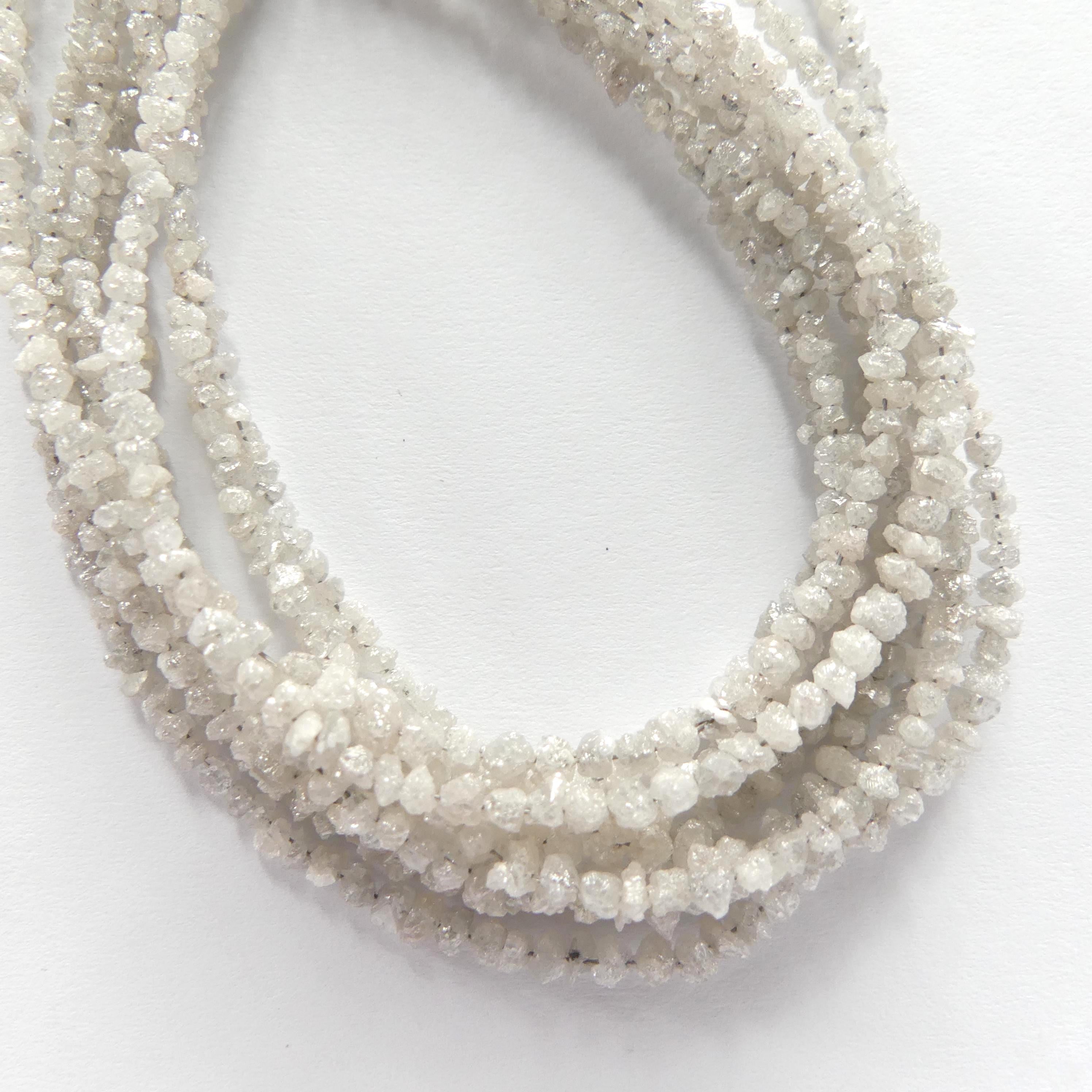 2mm-3.5mm Natural White Diamond Beads 6.5" Genuine Raw Diamond Rough Gemstone Nuggets Jewelry Making Beading Craft Gift April Birthstone