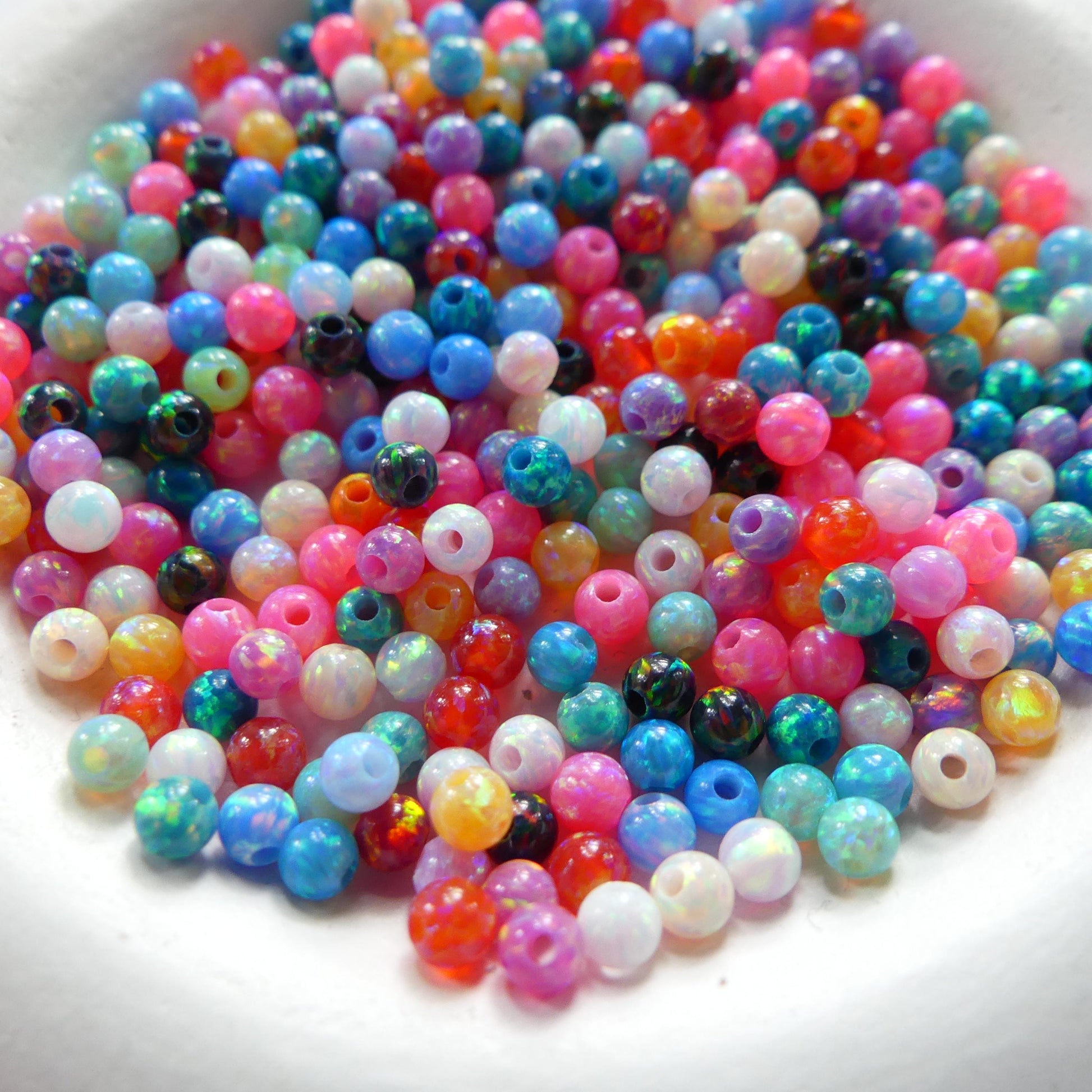 3mm Opal Beads Lot Mixed Colors Opals Colorful Opal Beads Multi Color Opal Beads Fully Drilled for Jewelry Making Beading Craft Gift Beads