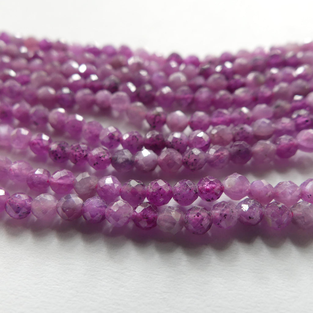 3mm Ruby Beads Micro Faceted Beads 15" Natural Pink Purple Star Ruby Gemstone Beads Beading Crafter Gift July Birthstone DIY Jewelry