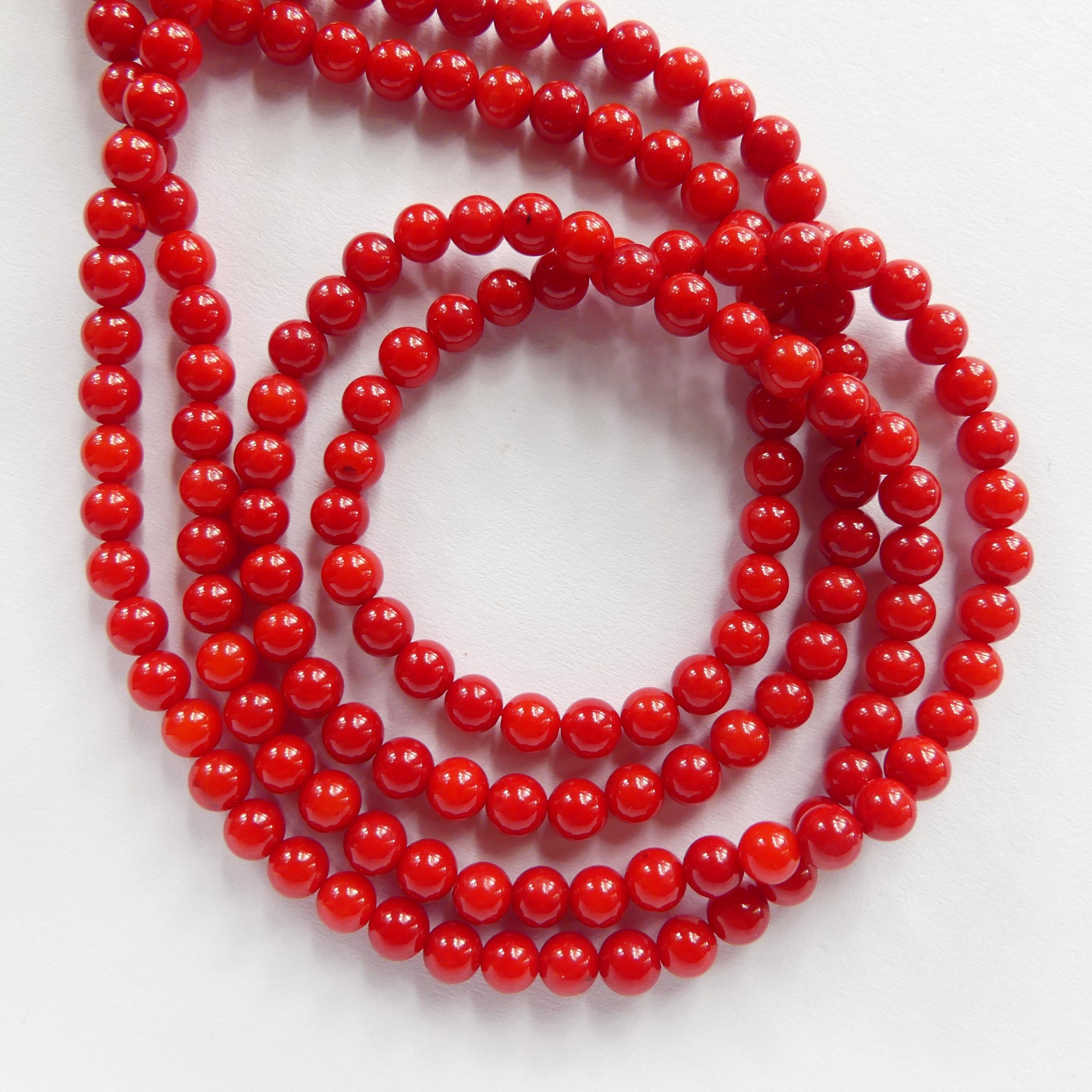 4.5mm Natural Coral Beads Smooth Genuine Red Coral Beads Red Gemstone Beads for Jewelry Making Gift for crafter