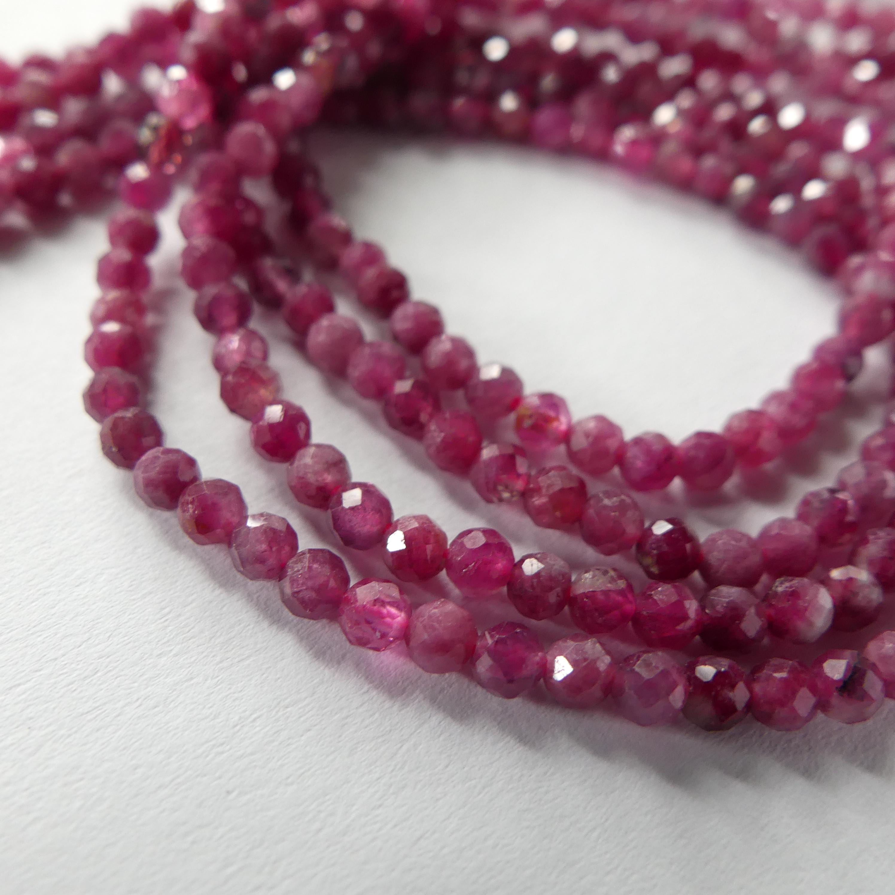 3mm Pink Rubellite Tourmaline Micro Faceted Beads 15" Sparkly Gemstone Beads for Jewelry Making Beading Gift October Birthstone