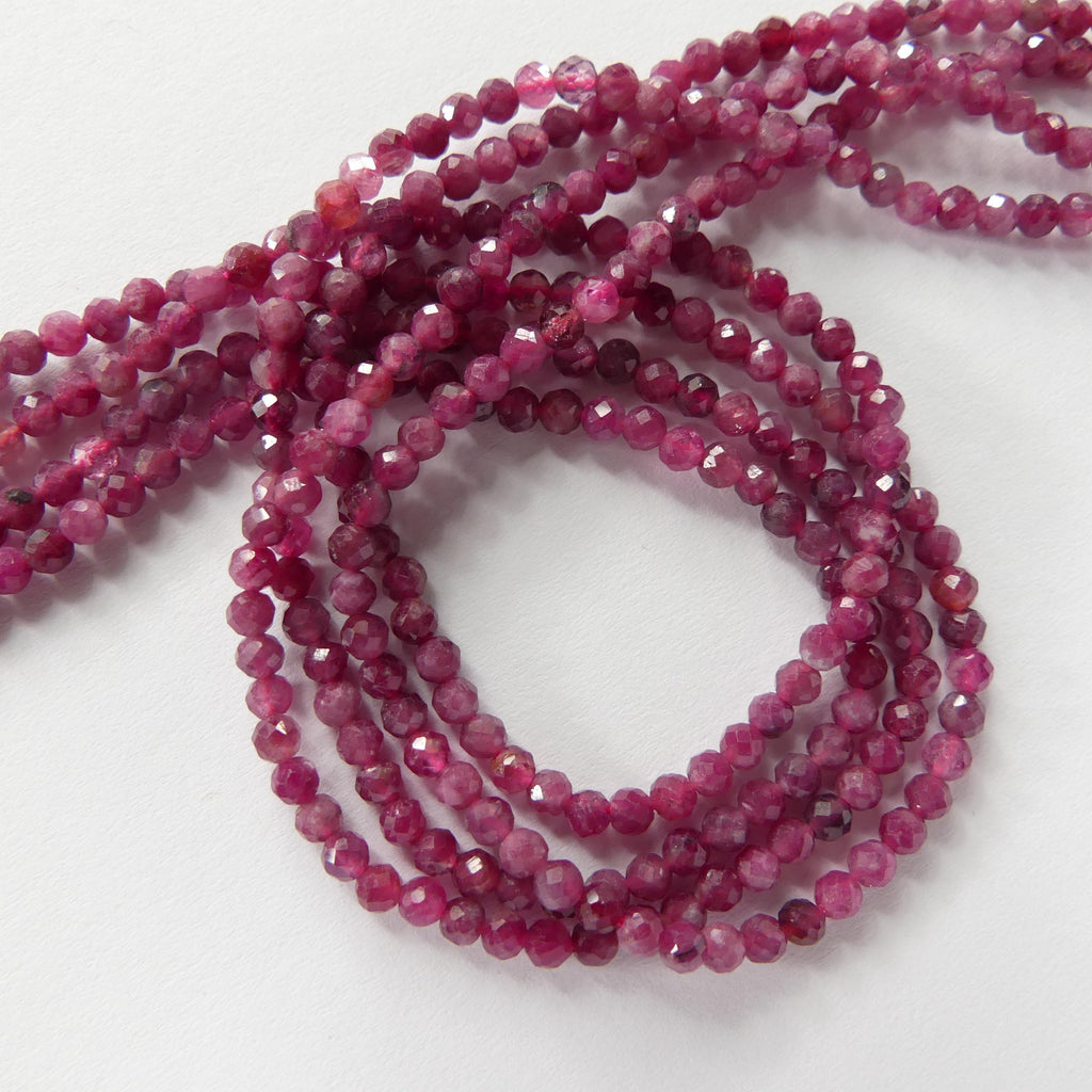 3mm Pink Rubellite Tourmaline Micro Faceted Beads 15" Sparkly Gemstone Beads for Jewelry Making Beading Gift October Birthstone