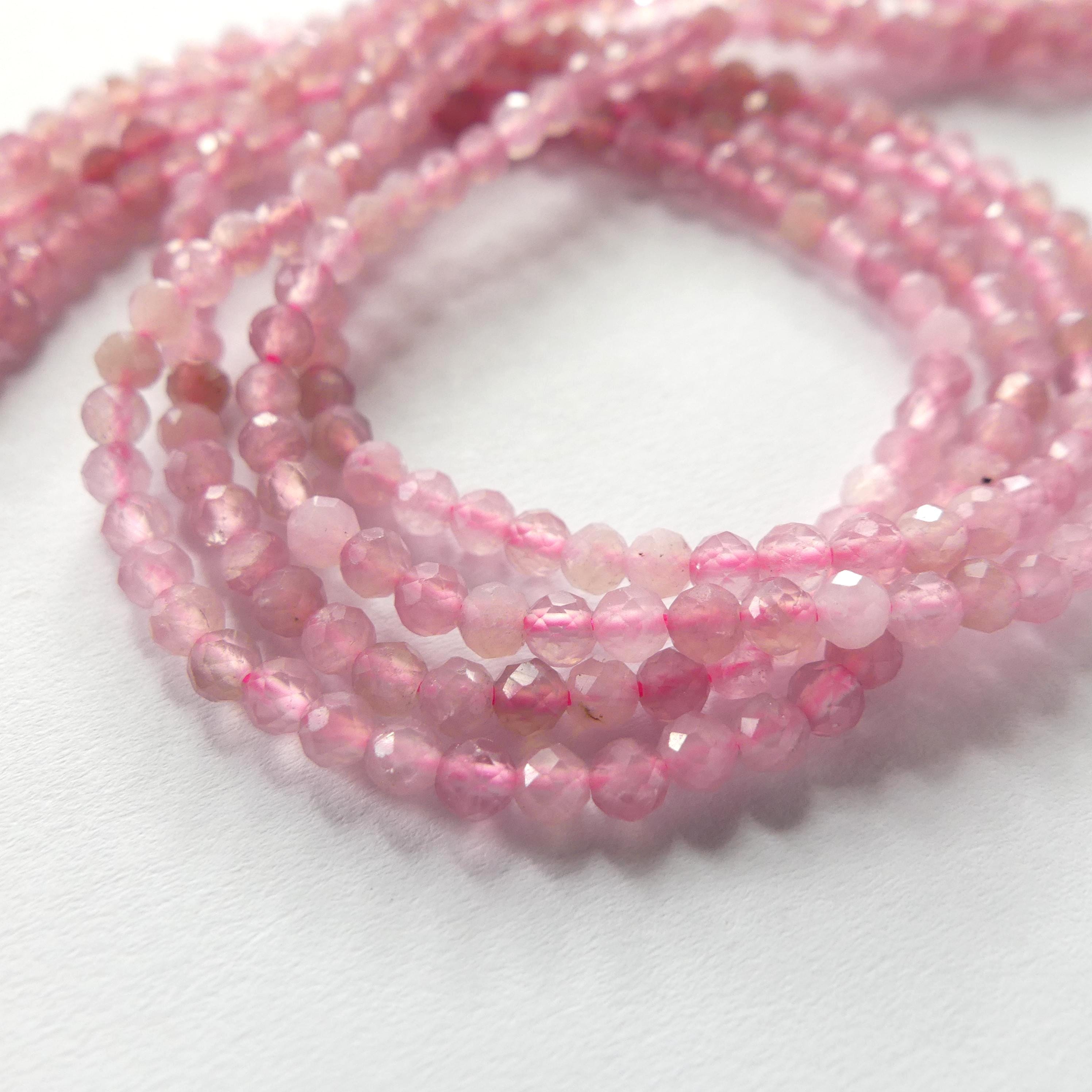 3mm Madagascar Rose Quartz Faceted Beads 15" Pale Pink Genuine Gemstone Beads for Jewelry Making Beading Craft Gift Beads