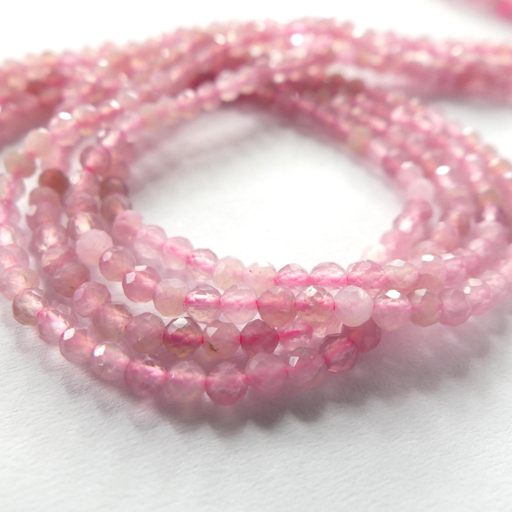 3mm Madagascar Rose Quartz Faceted Beads 15" Pale Pink Genuine Gemstone Beads for Jewelry Making Beading Craft Gift Beads