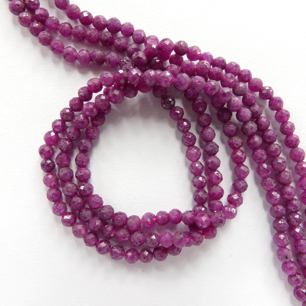 3mm Ruby Beads Faceted Beads 15" Natural Ruby Pink Purple Ruby Gemstone Beads Beading Crafter Gift July Birthstone DIY Jewelry