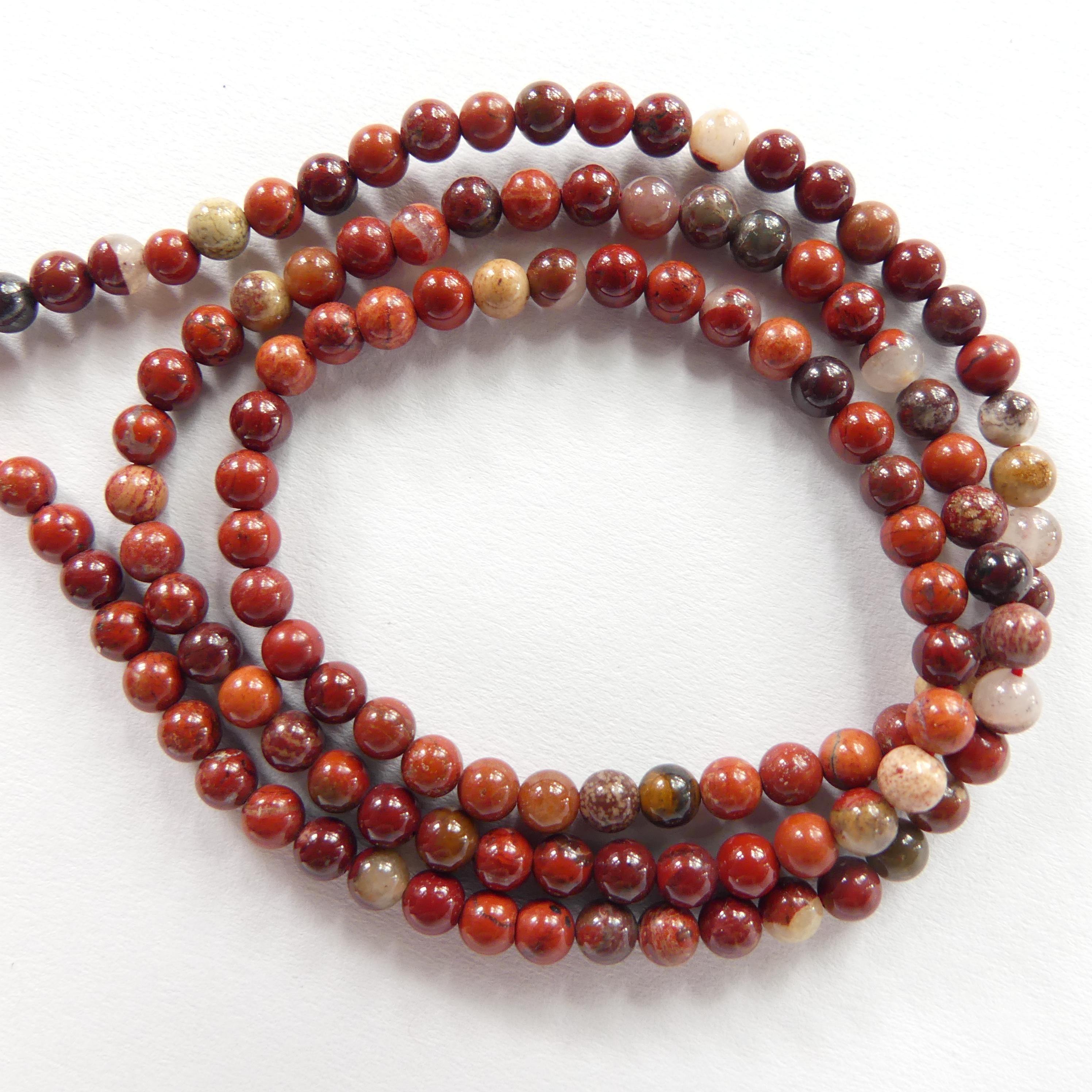 3mm Red Jasper Beads Smooth Genuine Small Brecciated Jasper Beads 15" Gemstone Beads for Jewelry Making Beading Gift for Crafter