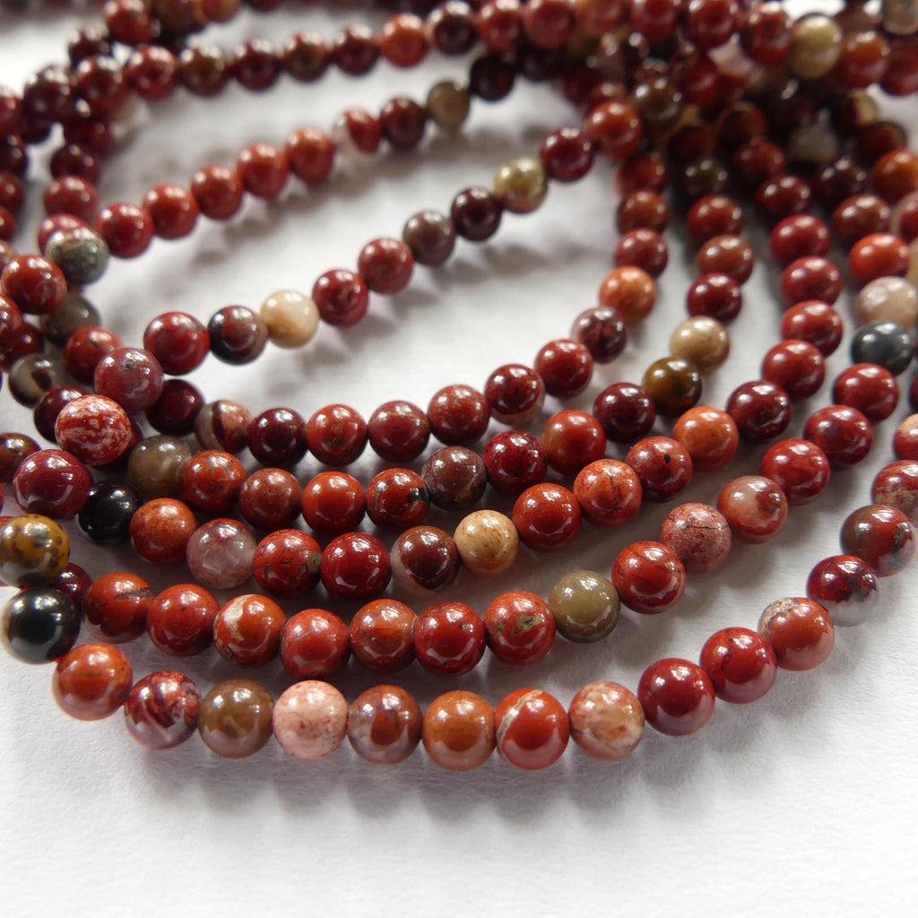 3mm Red Jasper Beads Smooth Genuine Small Brecciated Jasper Beads 15" Gemstone Beads for Jewelry Making Beading Gift for Crafter