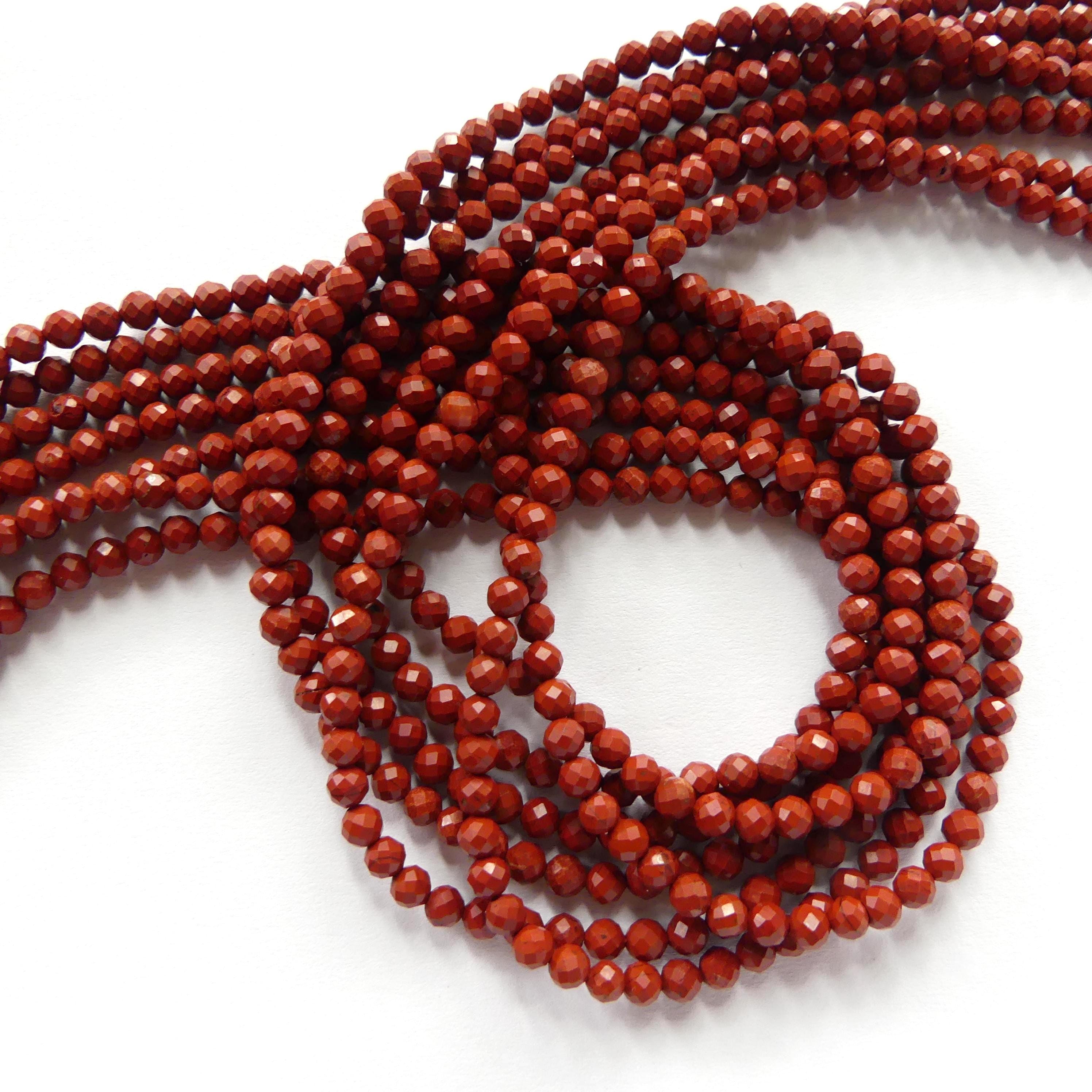 3mm Red Jasper Beads Micro Faceted Genuine Small Red Jasper Beads 15" Gemstone Beads for Jewelry Making Beading Gift for Crafter