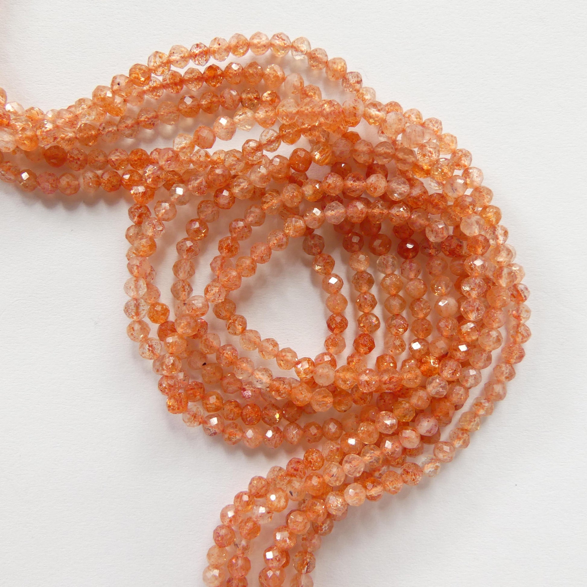 3mm Natural AAA Sunstone Faceted Beads 15" Orange Genuine Gemstone Beads for Jewelry Making Beading Craft Gift Beads Self-Love Abundance