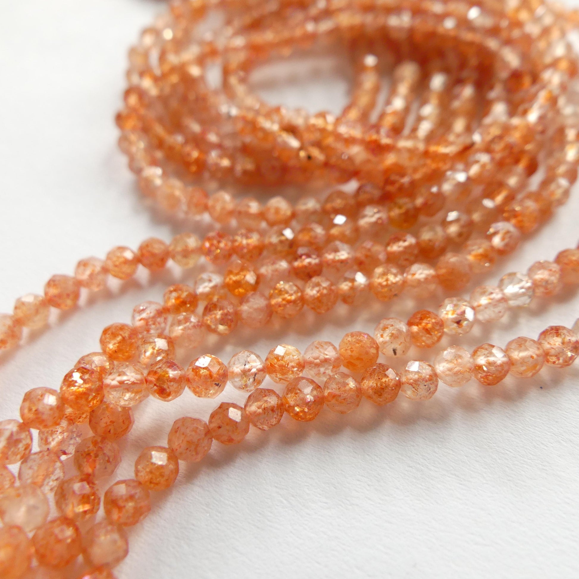 3mm Natural AAA Sunstone Faceted Beads 15" Orange Genuine Gemstone Beads for Jewelry Making Beading Craft Gift Beads Self-Love Abundance