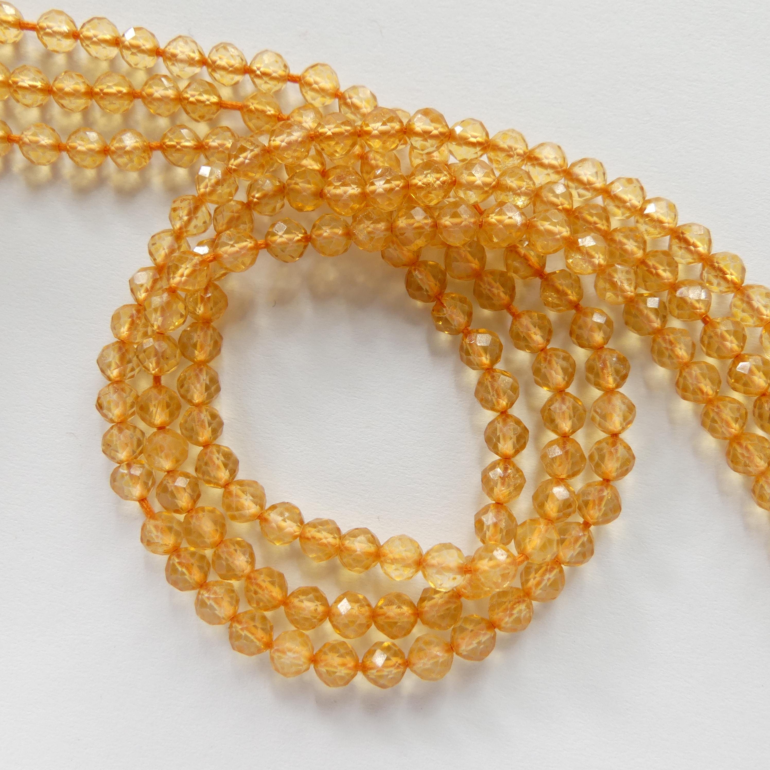 4mm Natural Citrine Beads Micro Faceted 12.5" Genuine Gemstone Beads for Jewelry Making Beading Craft Gift Beads November Birthstone