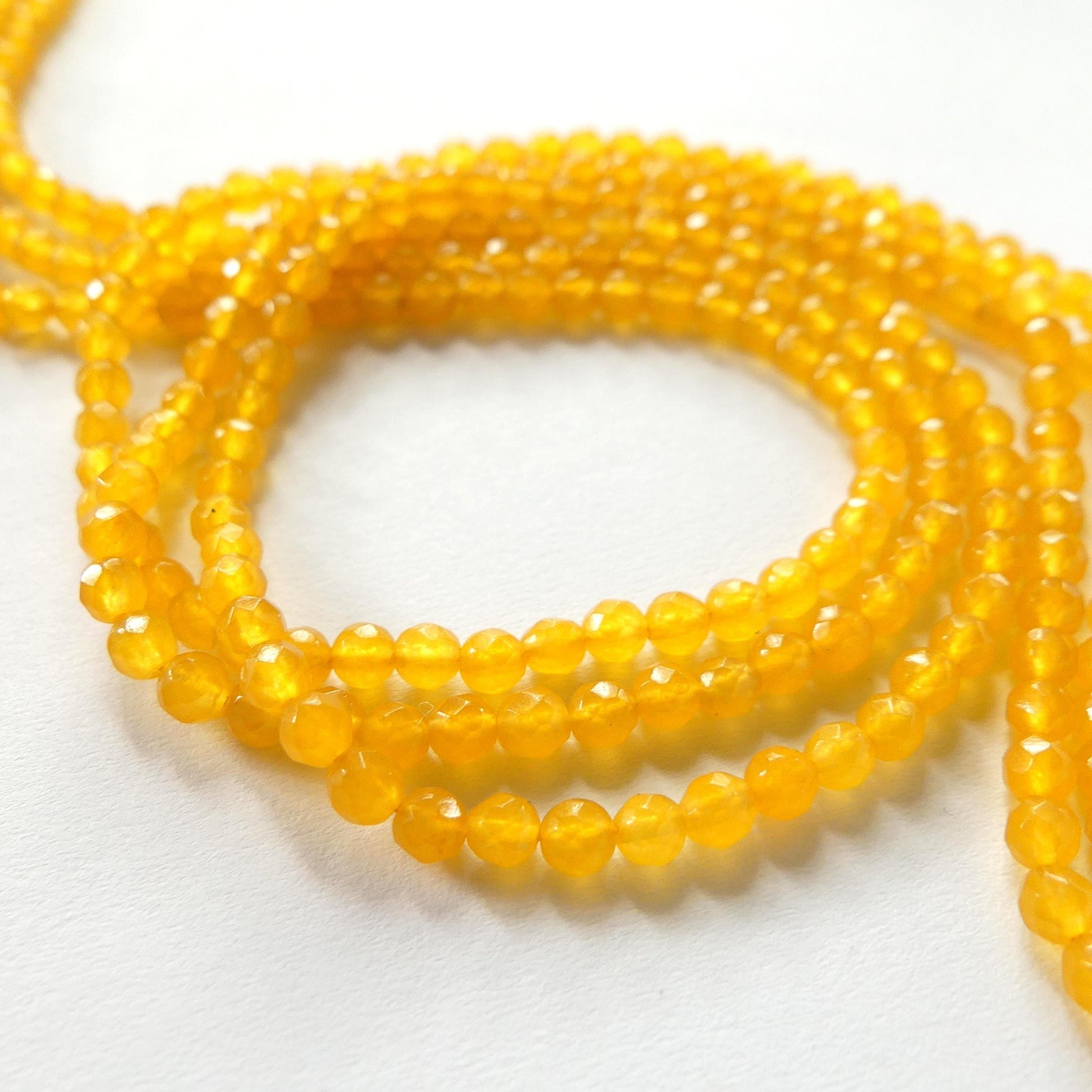 3mm Yellow Chalcedony Beads 12" Bright Yellow Genuine Gemstone Beads Natural for Jewelry Making Beading Craft Gift Beads Yellow Crystal