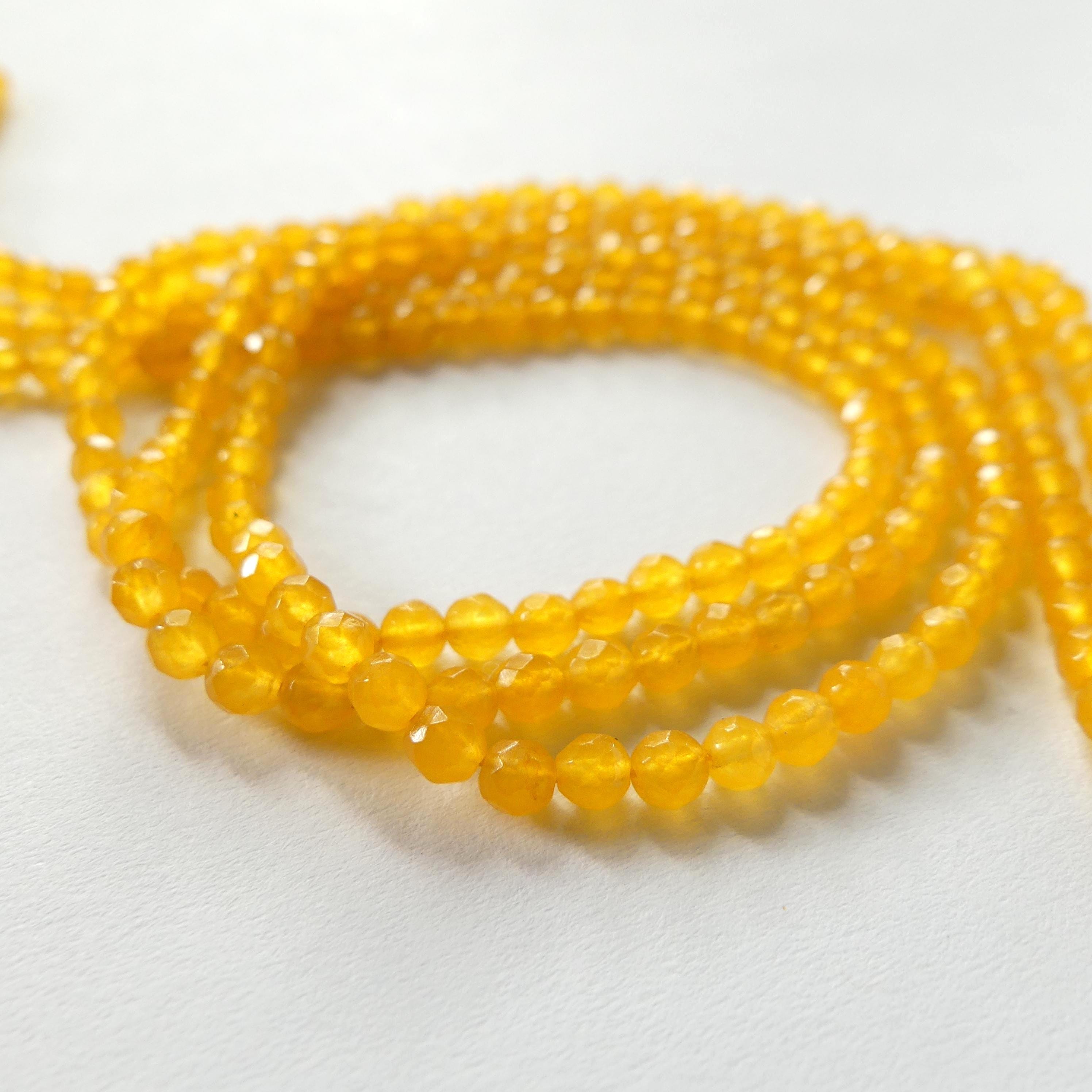 3mm Yellow Chalcedony Beads 12" Bright Yellow Genuine Gemstone Beads Natural for Jewelry Making Beading Craft Gift Beads Yellow Crystal