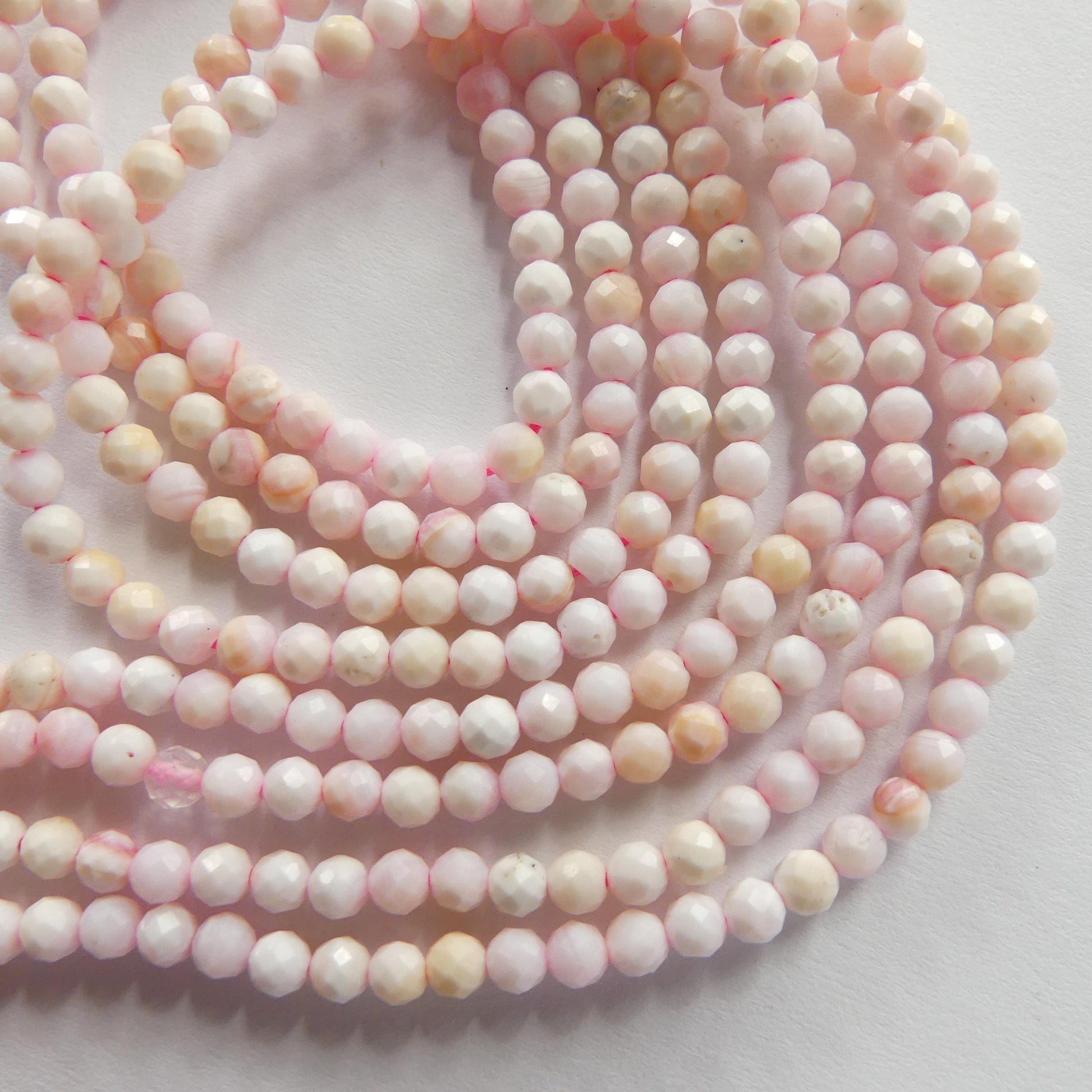 3mm Natural Queen Conch Beads Micro Faceted Genuine Shell Beads 15" Gemstone Jewelry Making Gift for crafter