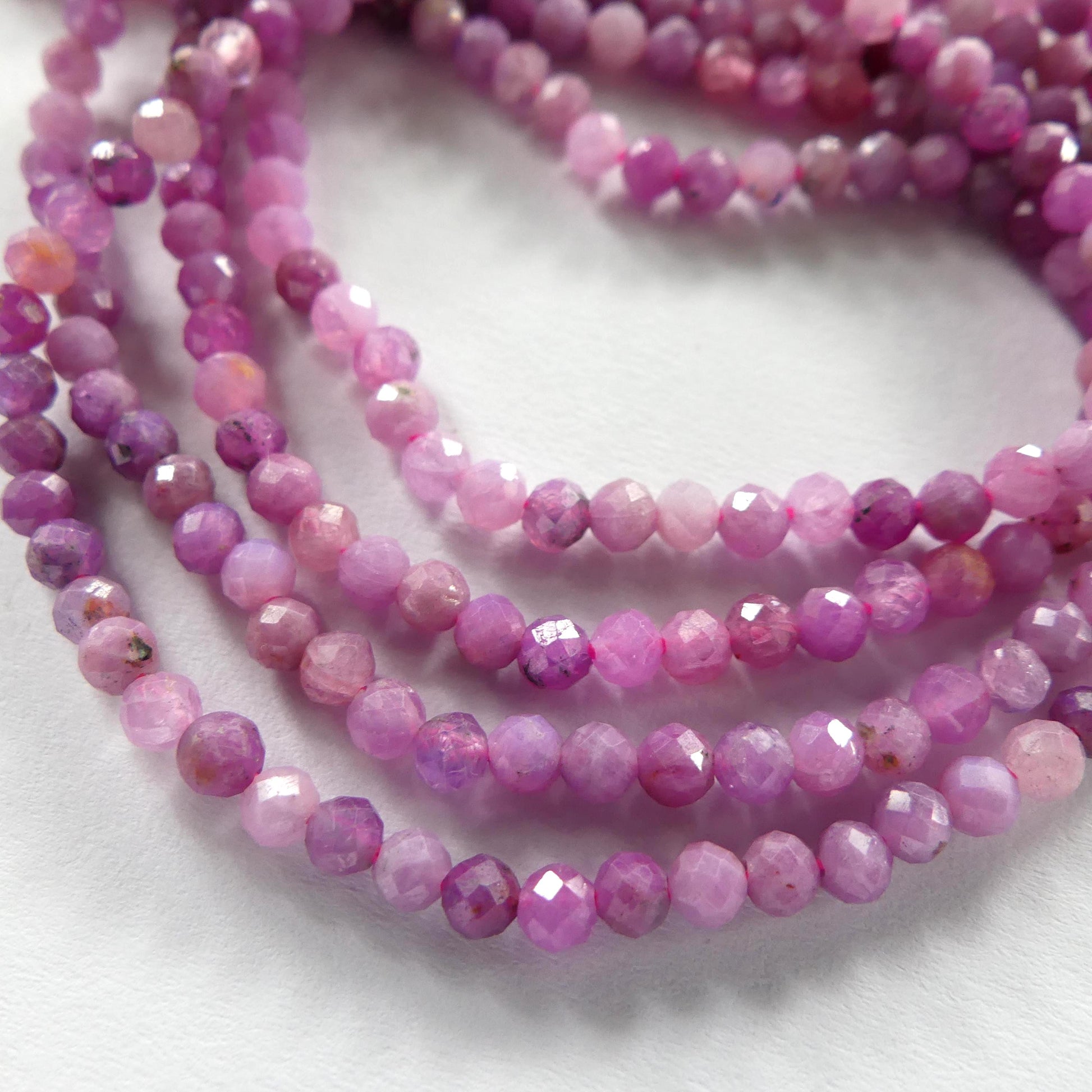 3mm Pink Ruby Beads Micro Faceted Beads 15" Natural Pink Purple Ruby Gemstone Beads Beading Crafter Gift July Birthstone DIY Jewelry