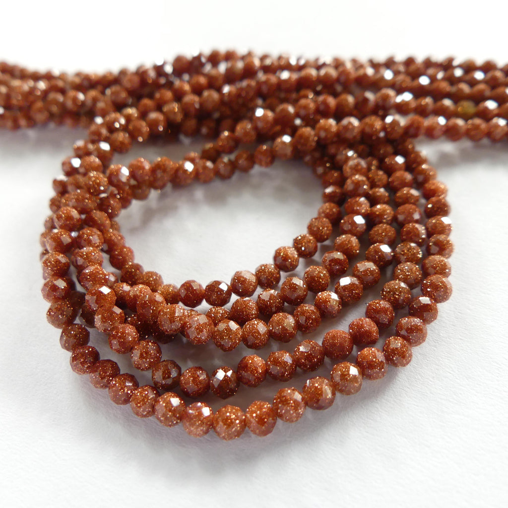 3mm Goldstone Faceted Beads 15" Orange Red Genuine Sparkly Sandstone Gemstone Beads Jewelry Making Beading Craft Gift Self Love Abundance