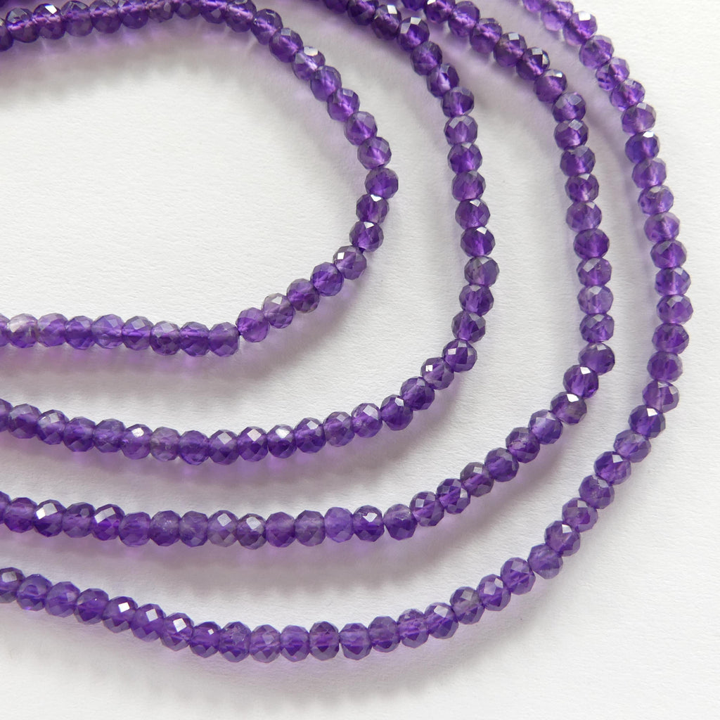 3mm AAA Amethyst Beads Faceted Rondelle Beads 12.5" Dark Purple Natural Amethyst Gemstone Beads Beading Crafter Gift February Birthstone