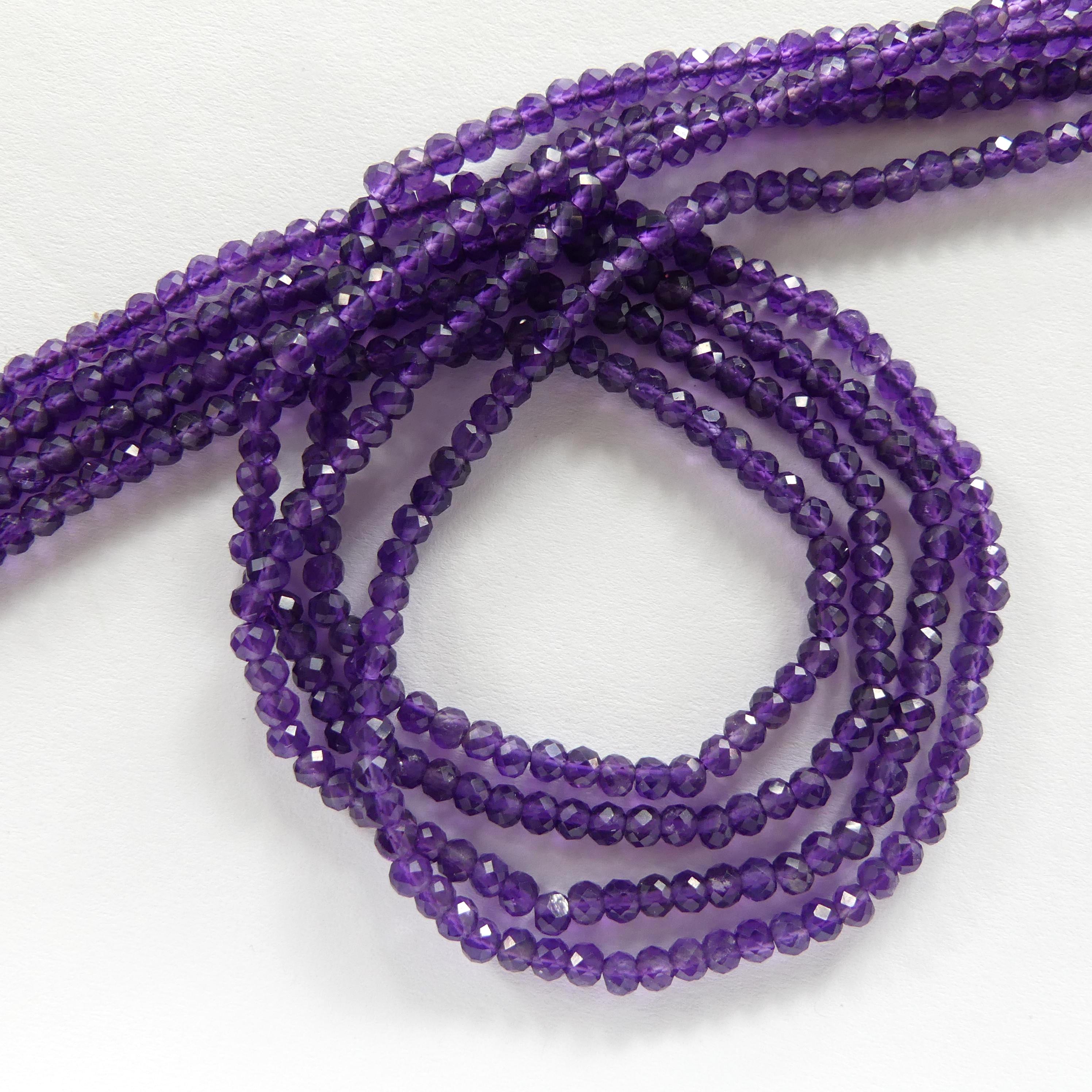 3mm AAA Amethyst Beads Faceted Rondelle Beads 12.5" Dark Purple Natural Amethyst Gemstone Beads Beading Crafter Gift February Birthstone
