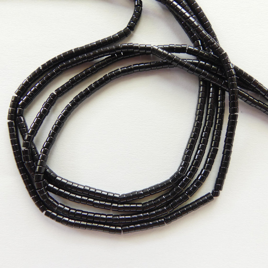 2.5mm Black Spinel Tube Beads Mini Tubes 15" Black Stone Crystal Genuine Gemstone Beads Jewelry Making Beading Craft Gift Beads Seed Beads