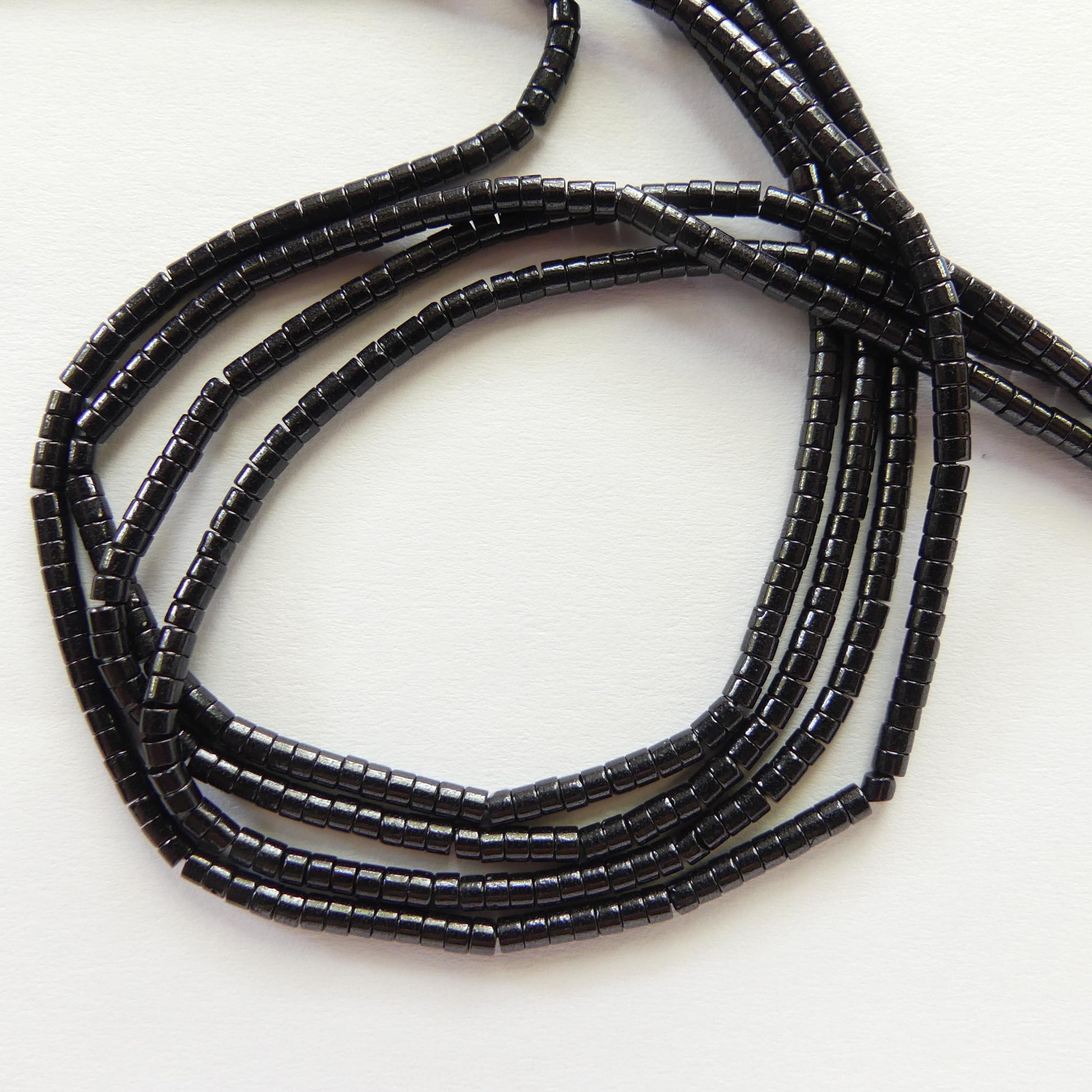 2.5mm Black Spinel Tube Beads Mini Tubes 15" Black Stone Crystal Genuine Gemstone Beads Jewelry Making Beading Craft Gift Beads Seed Beads