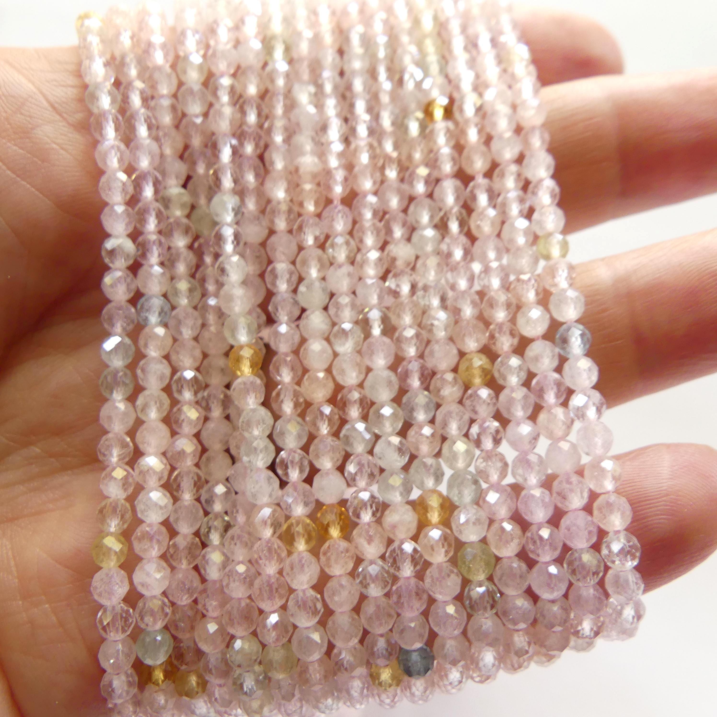 3mm AAA Morganite Beads Beryl Micro Faceted Beads 15" Natural Pastel Gemstone Beads Beading Crafter Gift July Birthstone DIY Jewelry