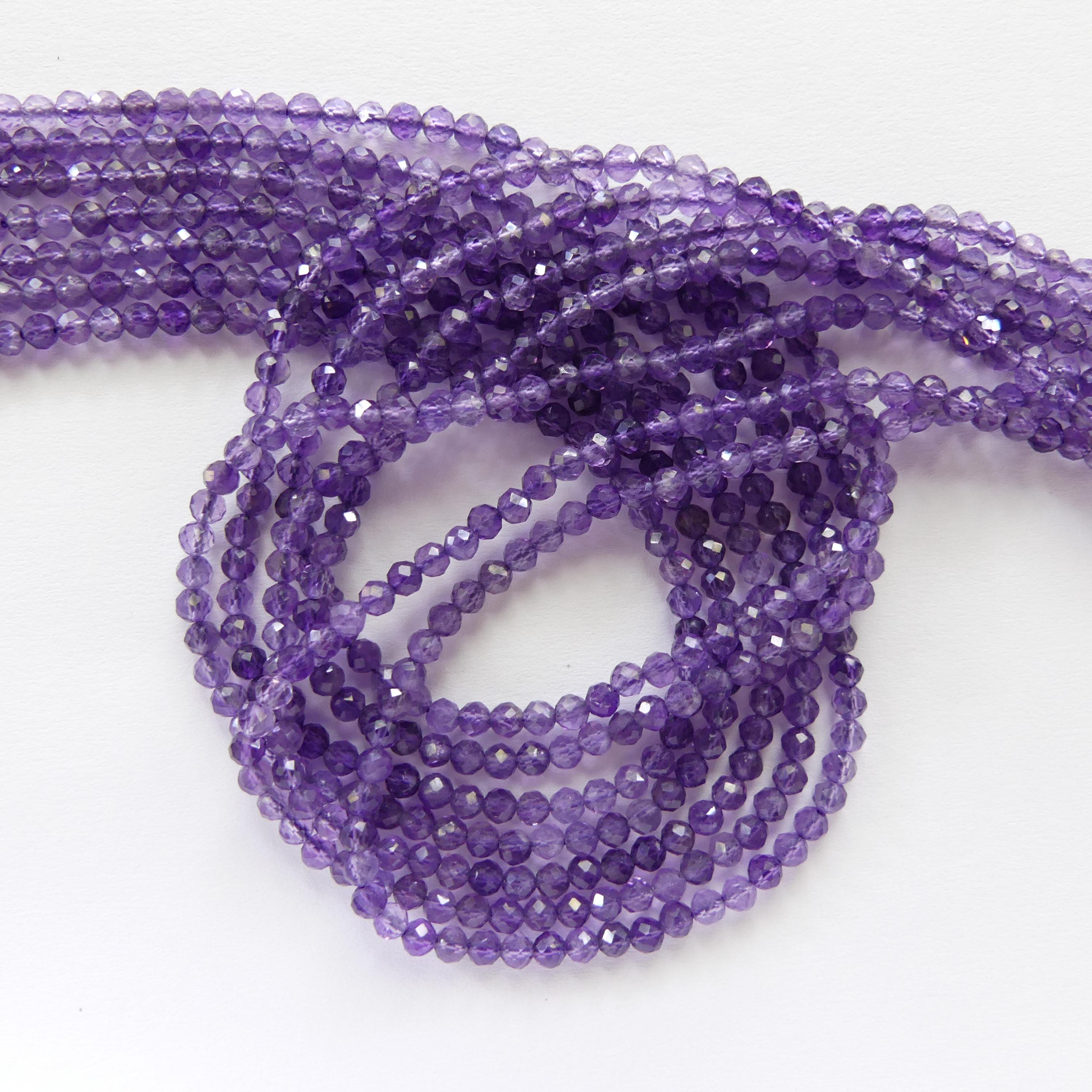3mm Amethyst Beads Micro Faceted Beads 15" Purple Natural Amethyst Gemstone Beads Beading Crafter Gift February Birthstone