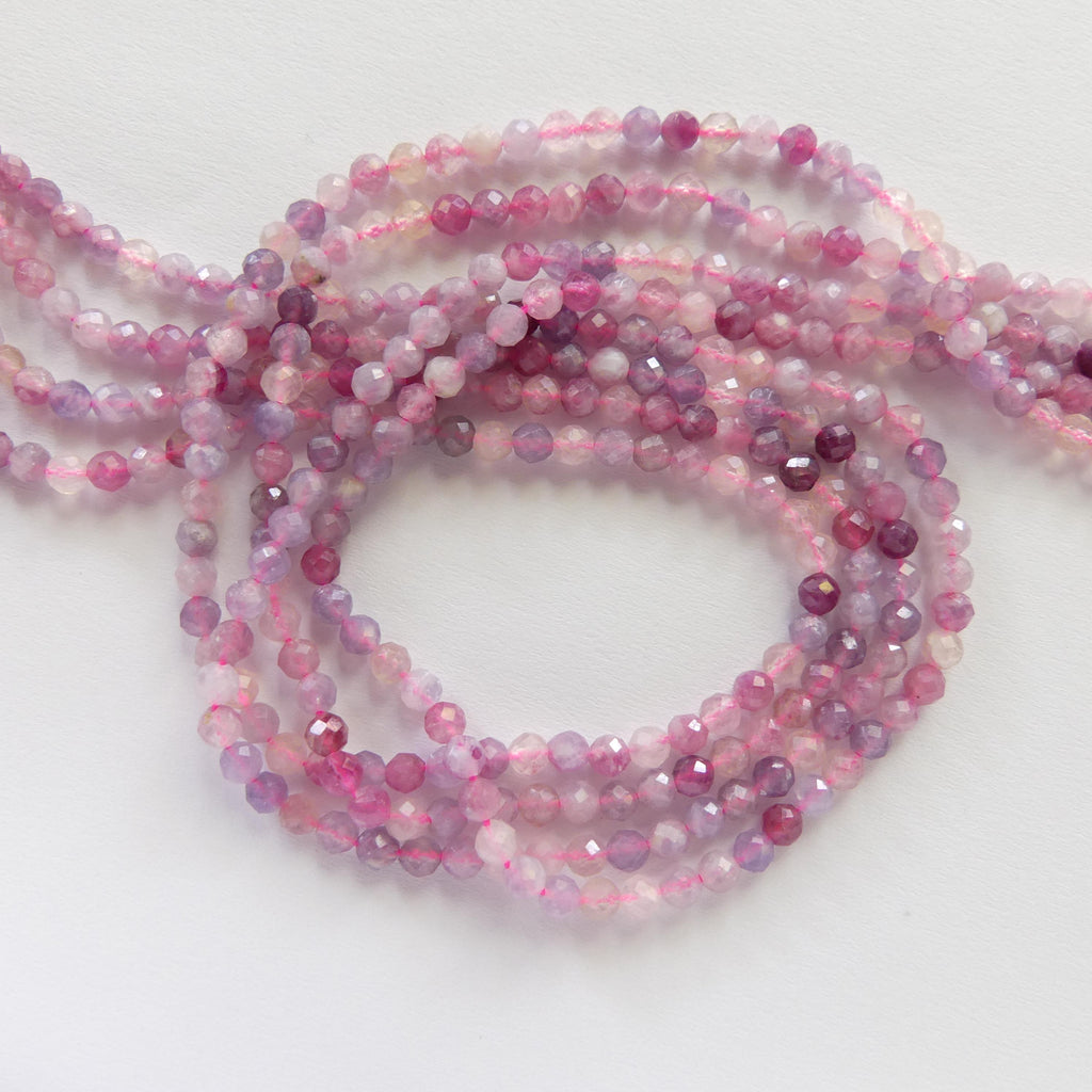 3mm Light Rubellite Tourmaline Micro Faceted Beads 15" Sparkly Gemstone Beads for Jewelry Making Beading Gift October Birthstone
