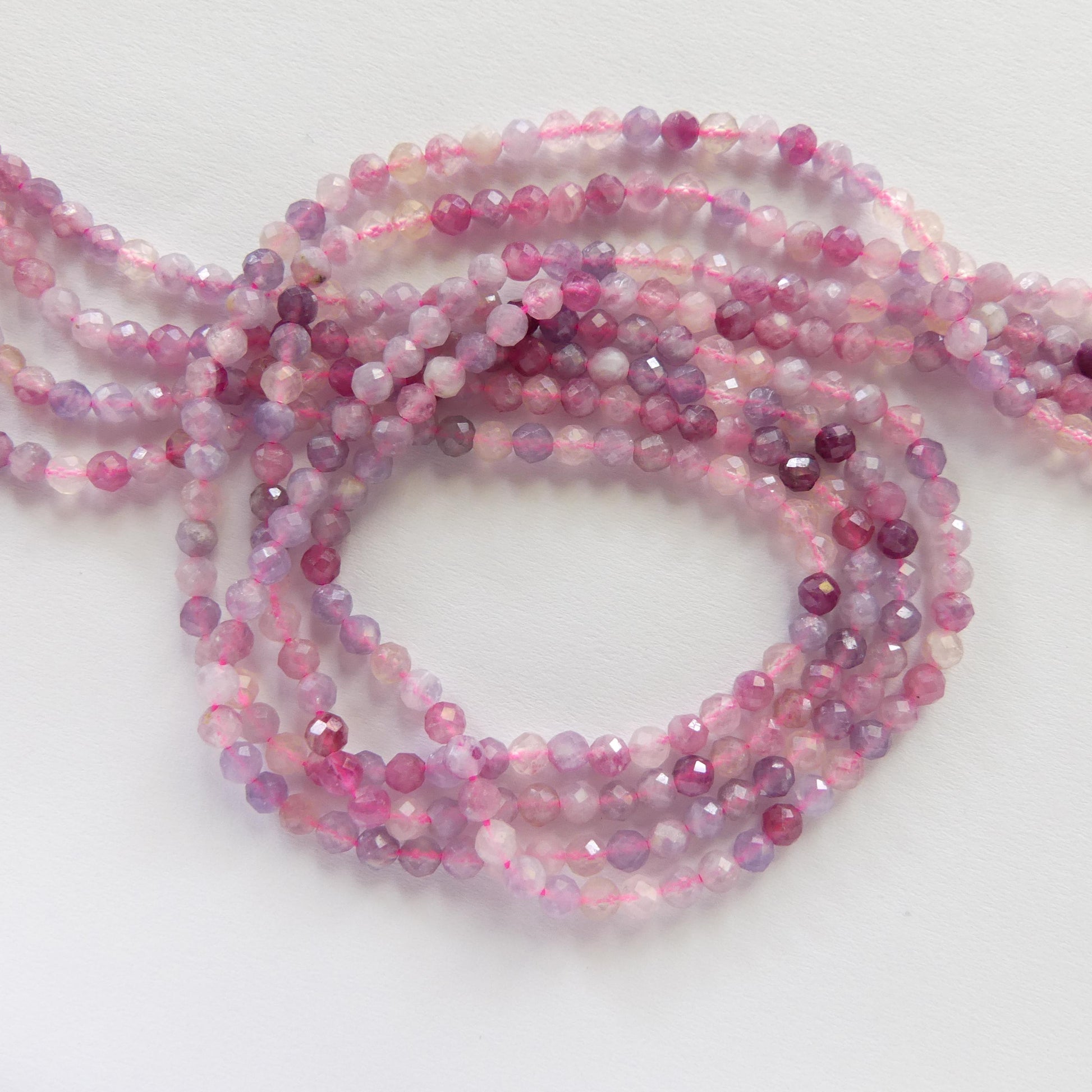 3mm Light Rubellite Tourmaline Micro Faceted Beads 15" Sparkly Gemstone Beads for Jewelry Making Beading Gift October Birthstone