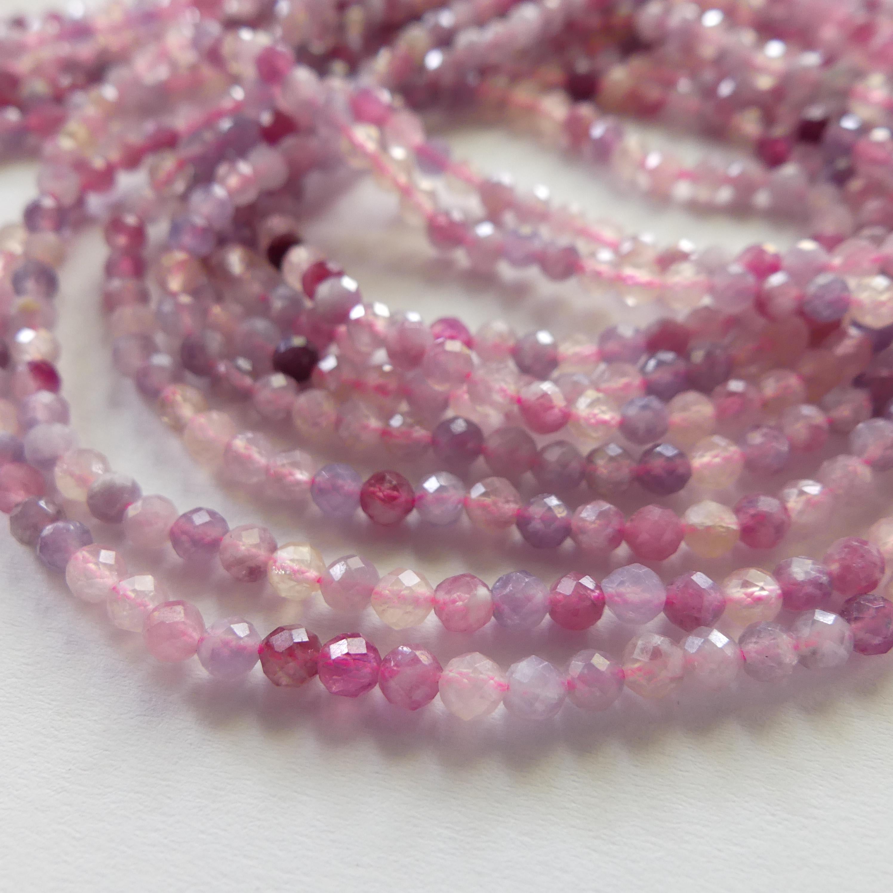 3mm Light Rubellite Tourmaline Micro Faceted Beads 15" Sparkly Gemstone Beads for Jewelry Making Beading Gift October Birthstone