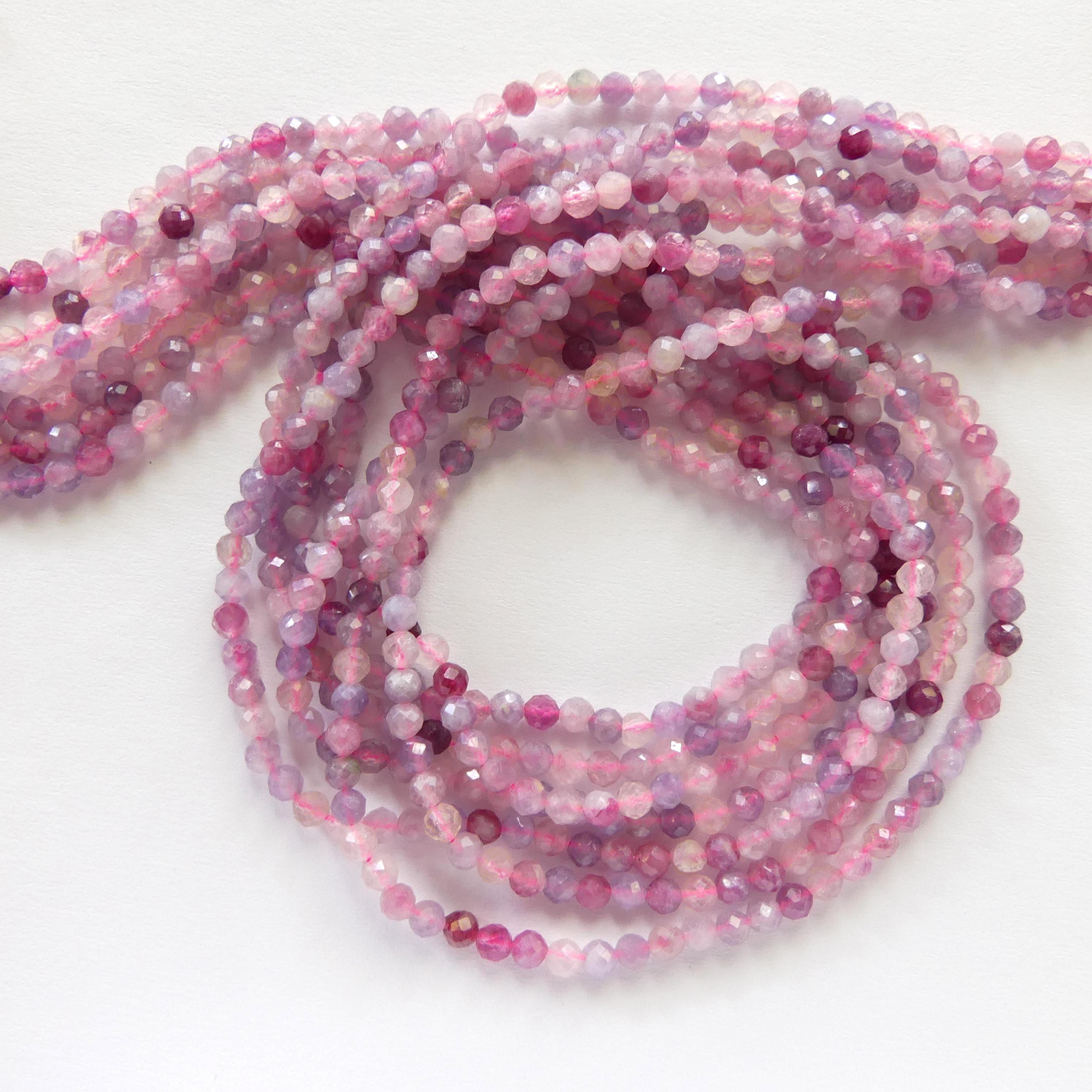 3mm Light Rubellite Tourmaline Micro Faceted Beads 15" Sparkly Gemstone Beads for Jewelry Making Beading Gift October Birthstone